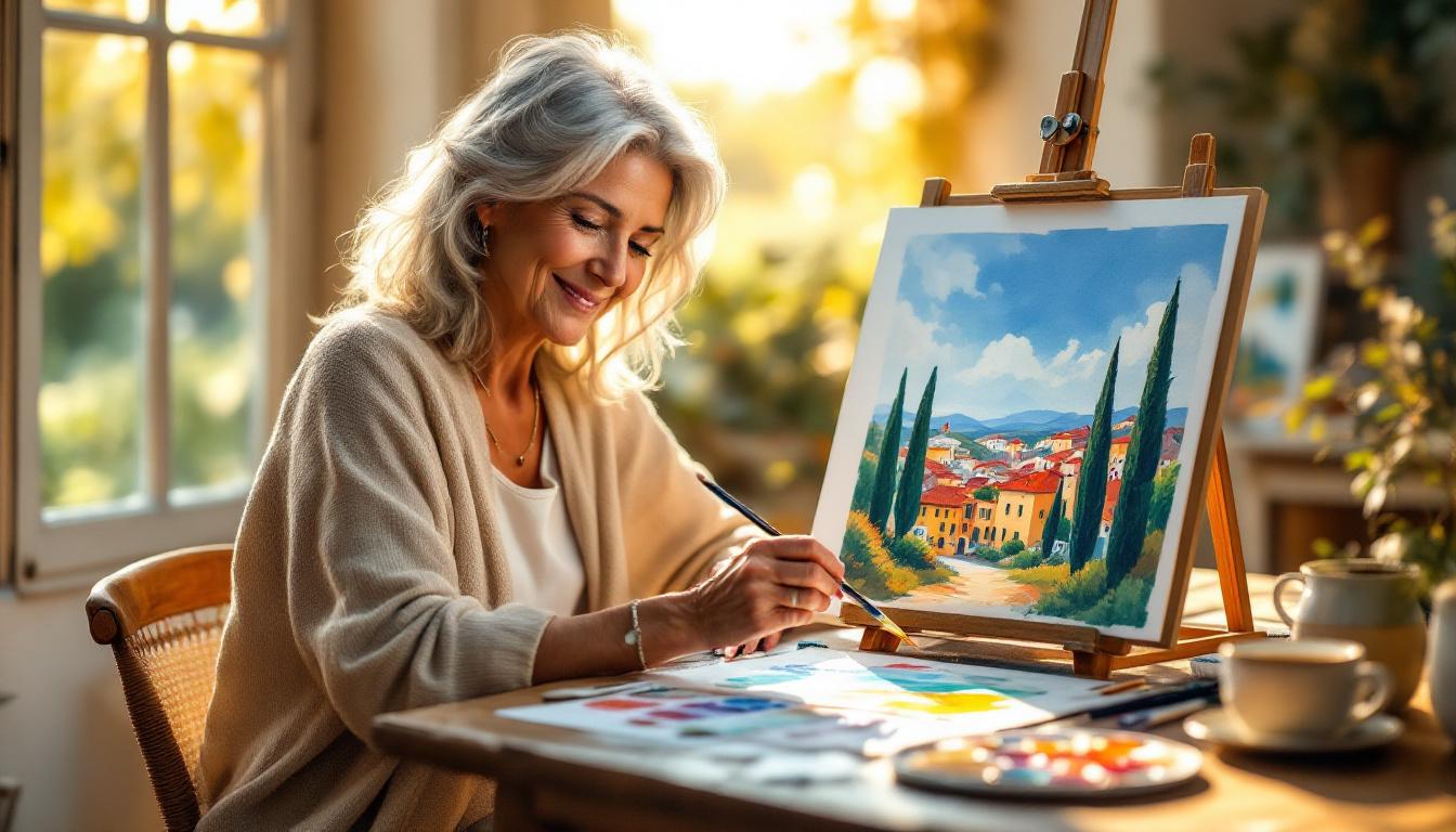 Ces ateliers matinaux d’aquarelle accueillent les débutants de 45 à 70 ans