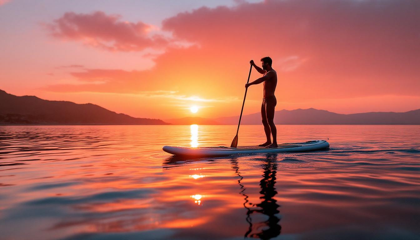 Cette initiation paddle matinale évite la foule sur la plage d’Argelès
