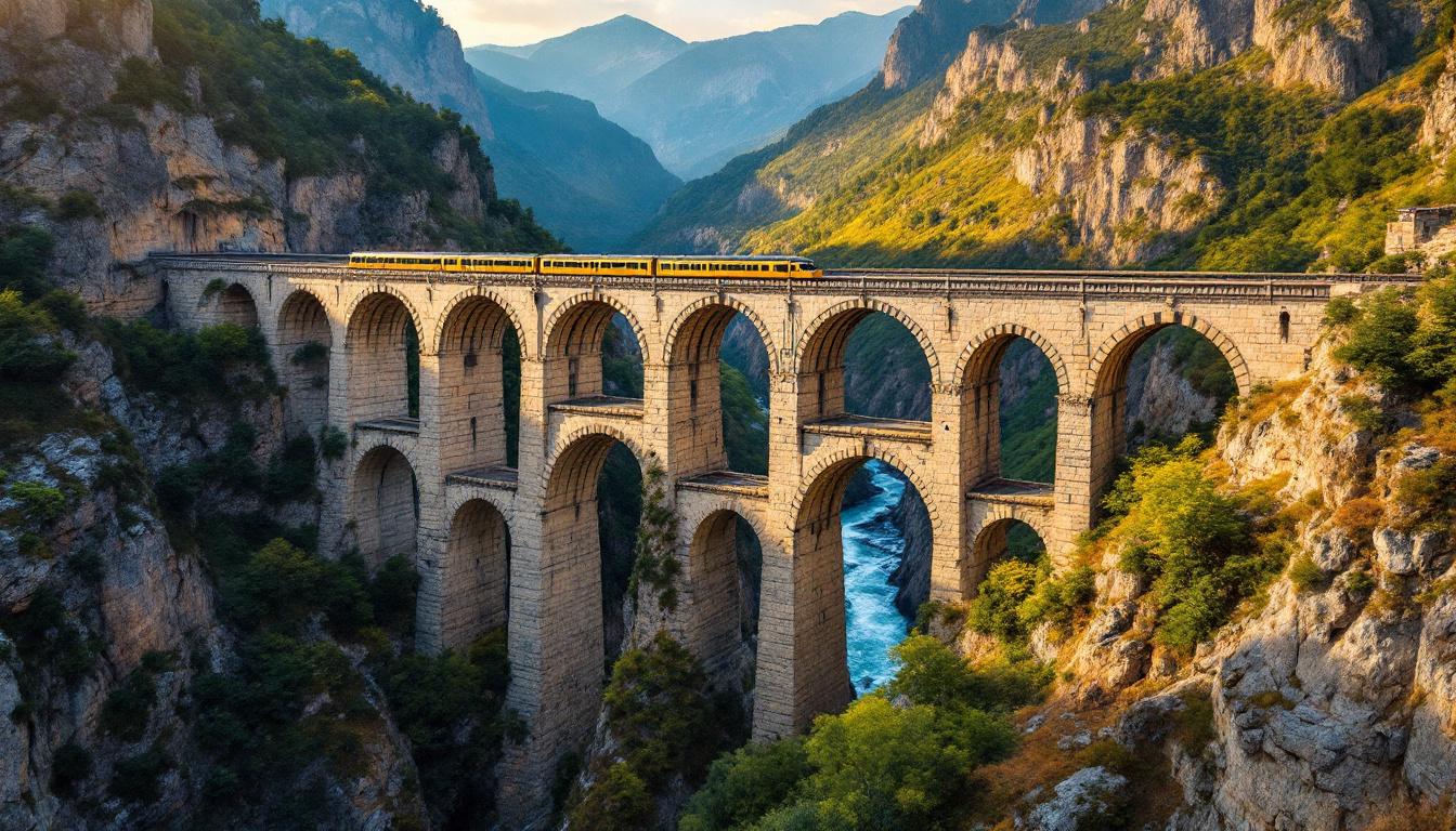 Ce pont de 237 mètres à deux étages traverse la vallée en une seule arche