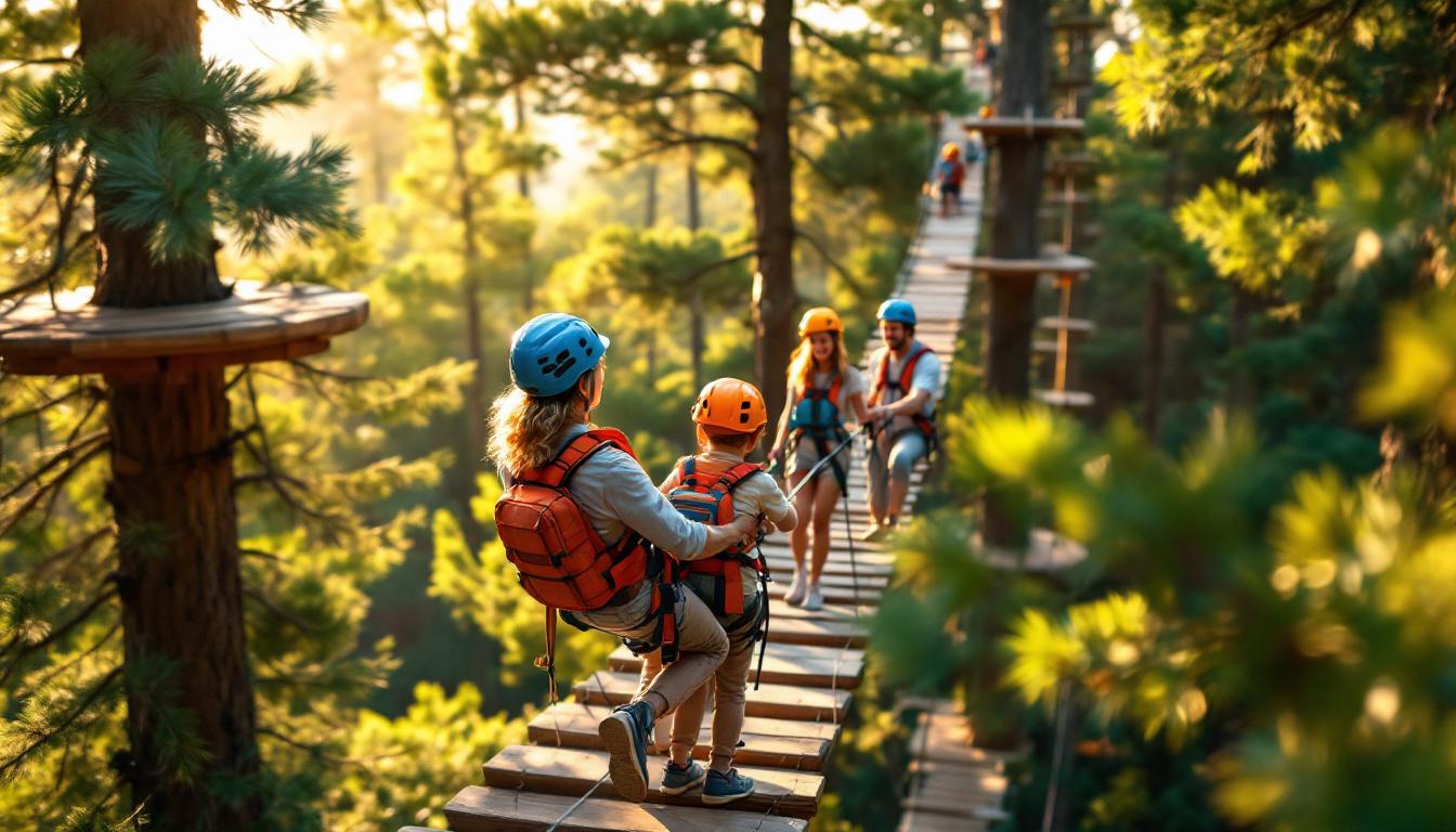 Cette accrobranche d’Argelès unit 3 générations sous les pins méditerranéens