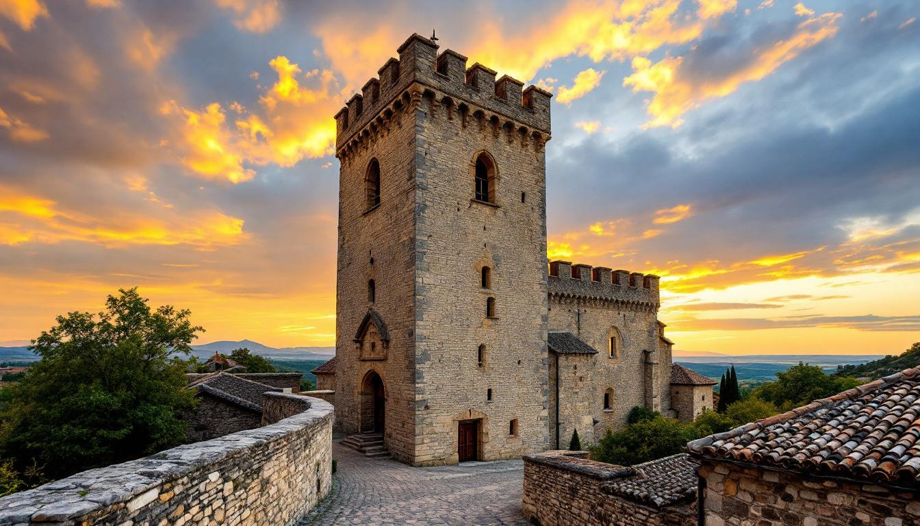 Cette église du XIIe siècle cache un clocher-donjon dans ses murs de schiste