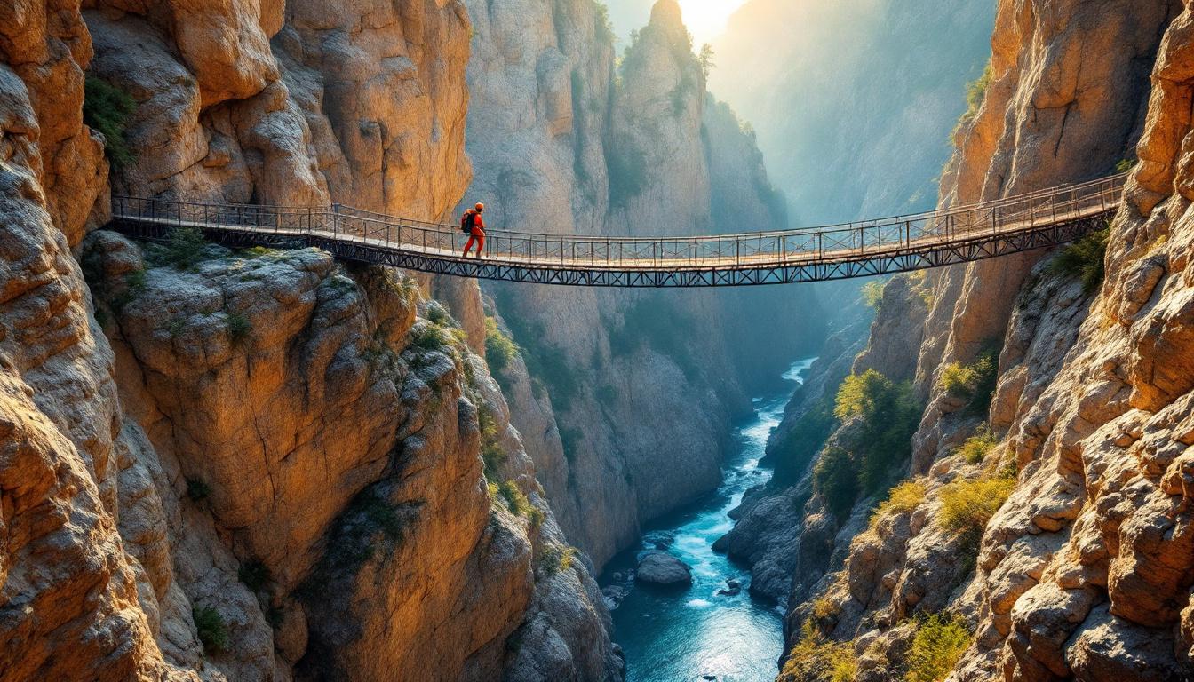 Ces gorges de la Carança forment les randonneurs confirmés aux passages aériens