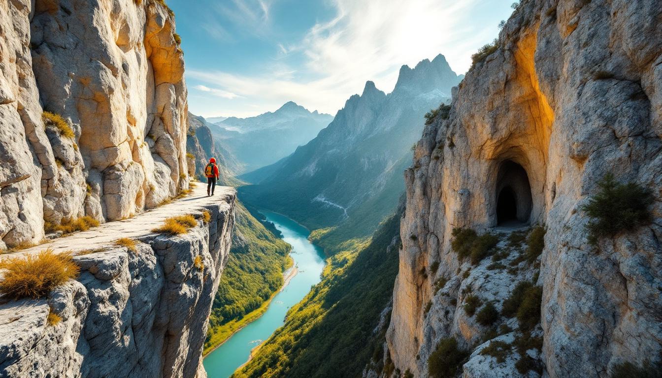 Ce sentier traverse 10 kilomètres de calcaire suspendu au-dessus de la Têt