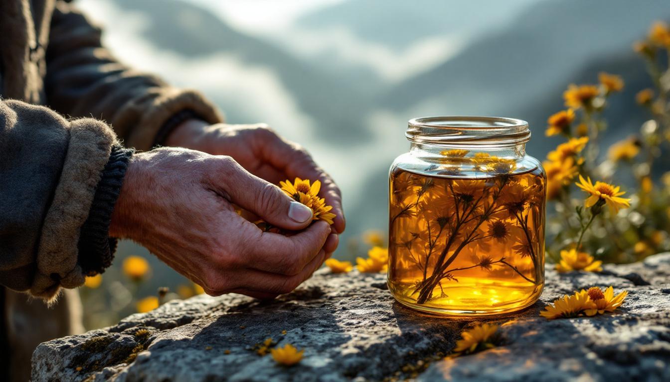 Cette macération d&rsquo;arnica que les bergers des estives préparent encore à 2100m