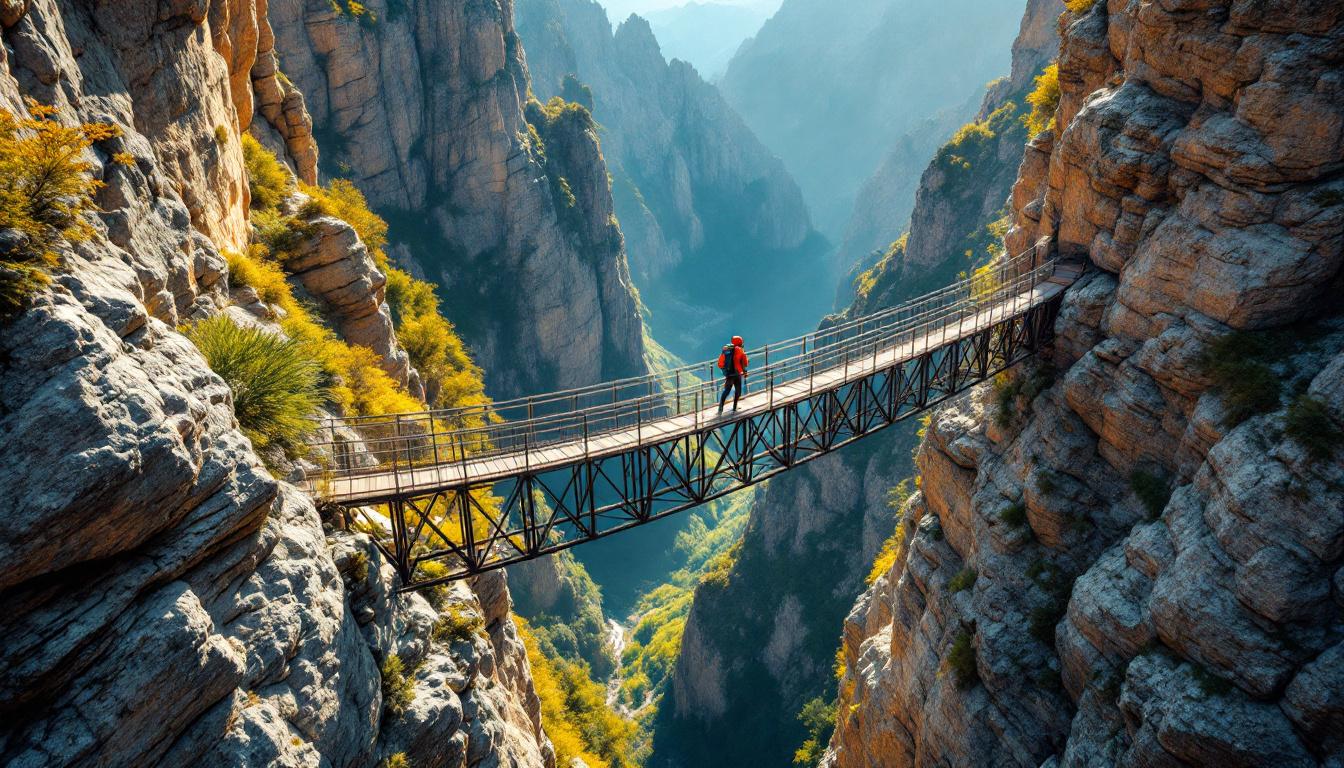 Cette corniche de 1943 traverse 1000 mètres de vide dans les gorges de Carança