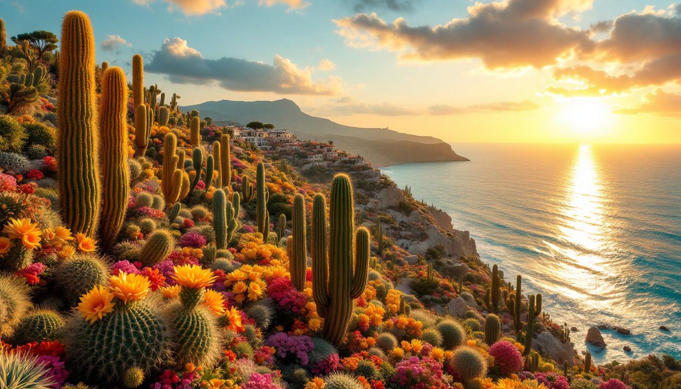Le seul jardin d’Europe avec 7000 cactus qui fleurissent toute l’année face à la mer