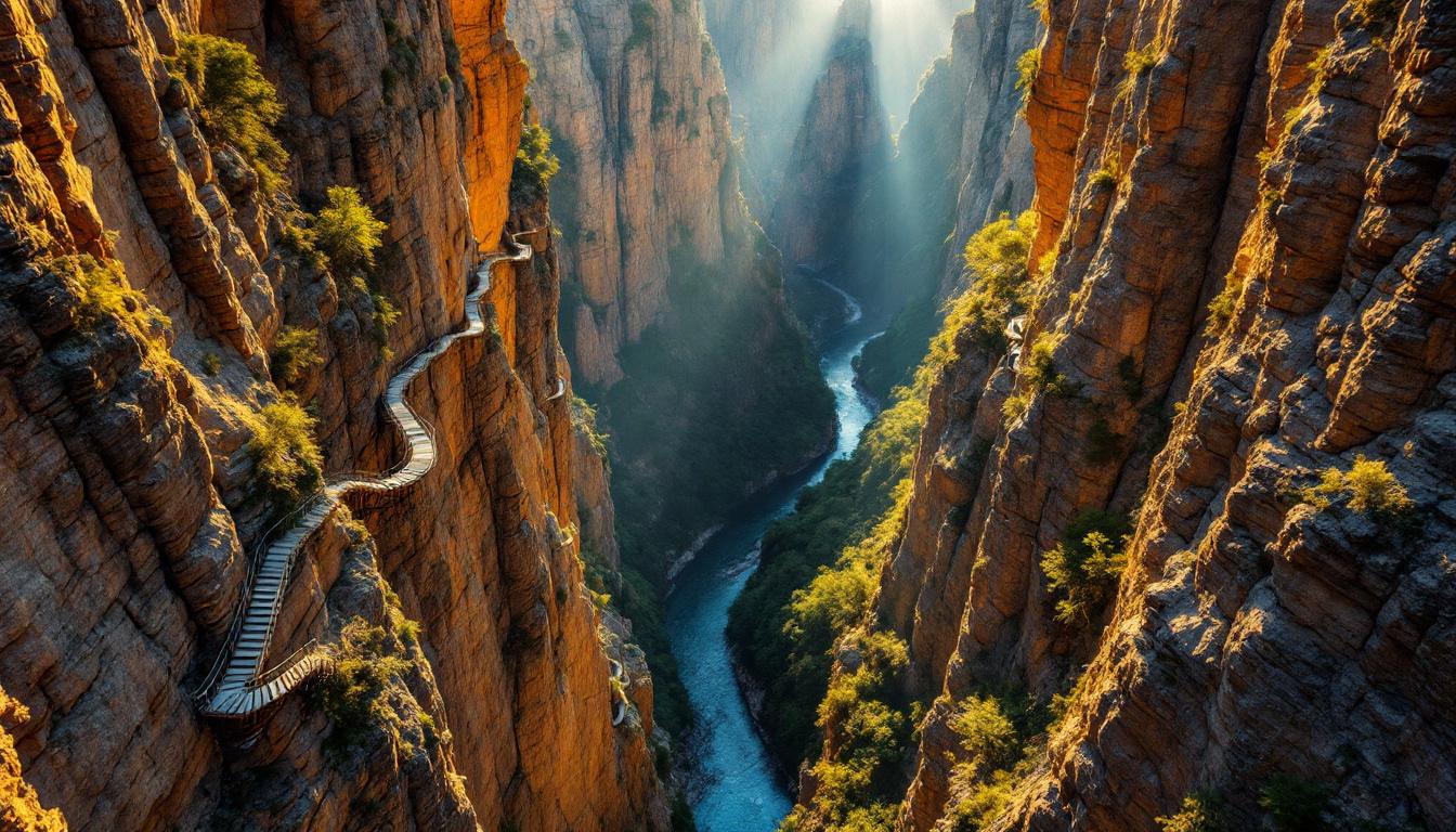 Cette gorge de 20 mètres de large entre des parois de 500 mètres fascine l’Europe