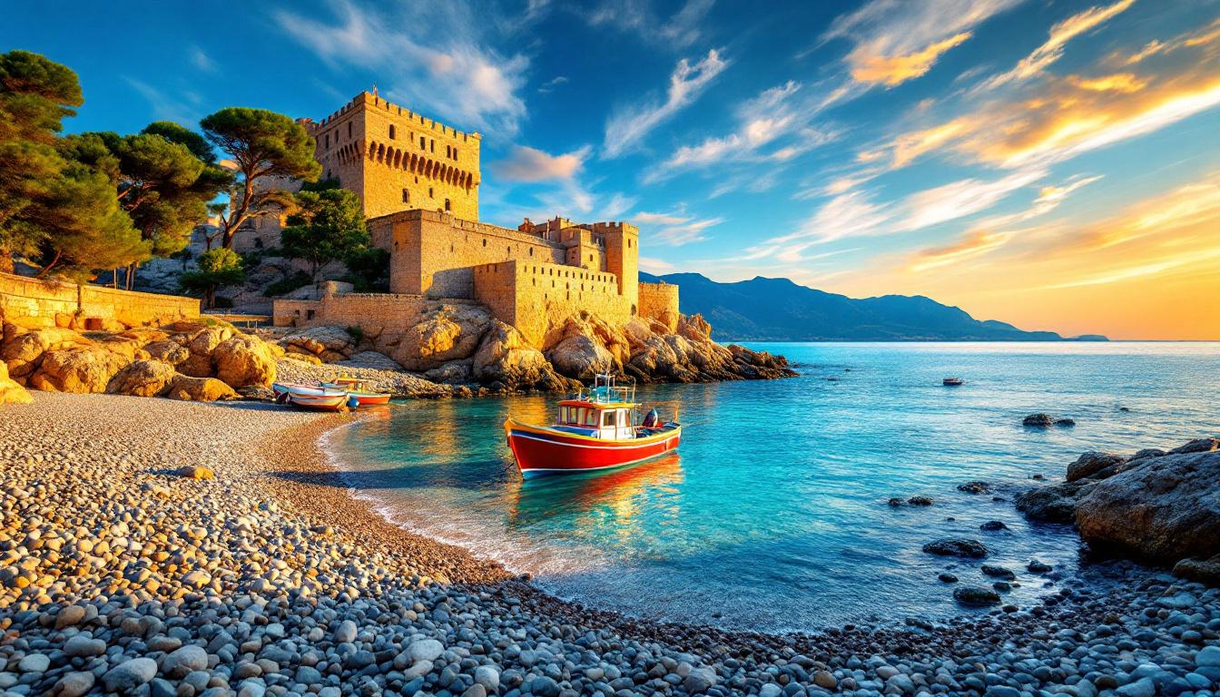 Cette plage de 150 mètres protège du vent entre le Château Royal et le port