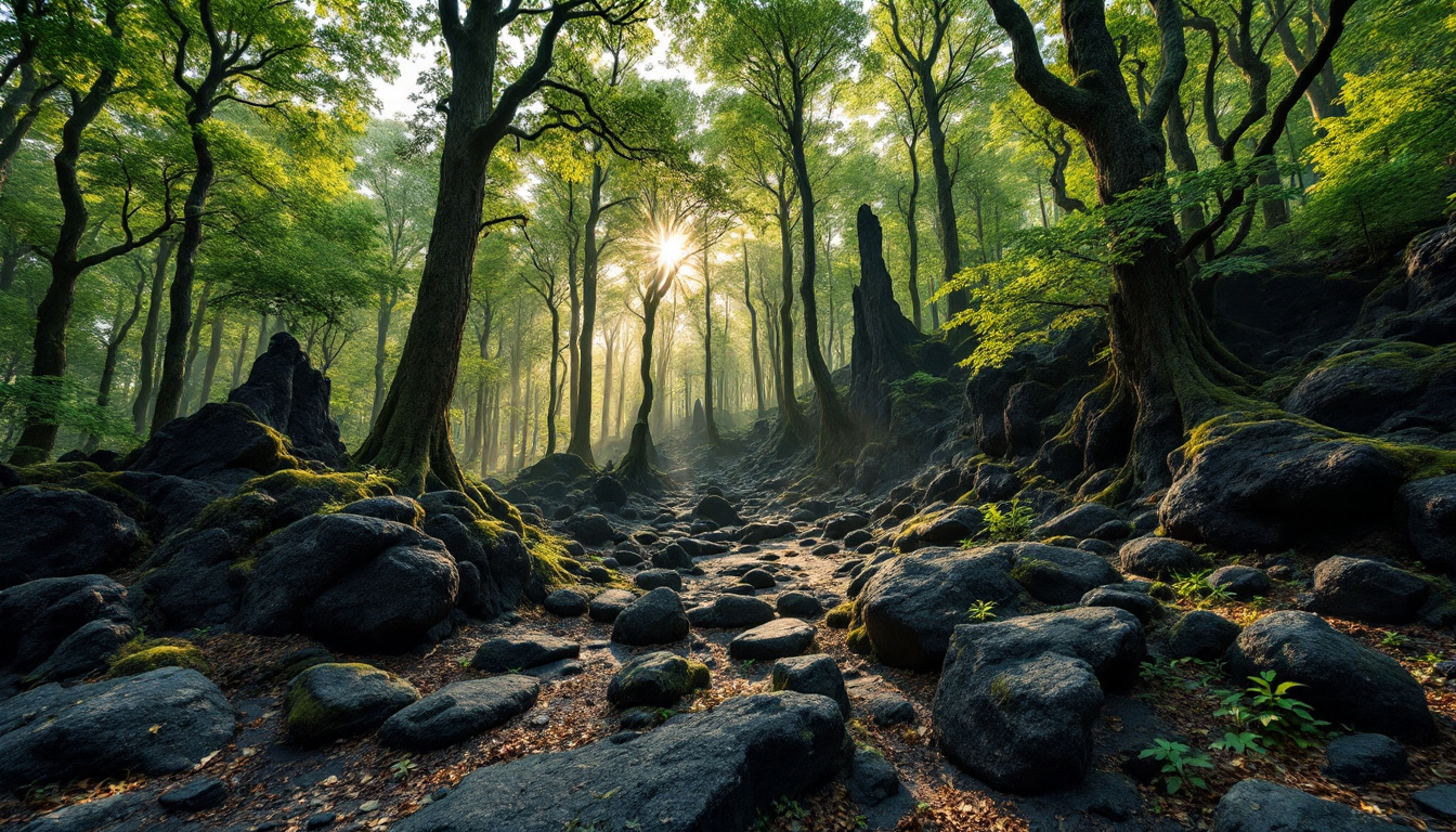 Cette forêt catalane pousse sur des coulées de lave de 11 000 ans avec des bosses de 20m
