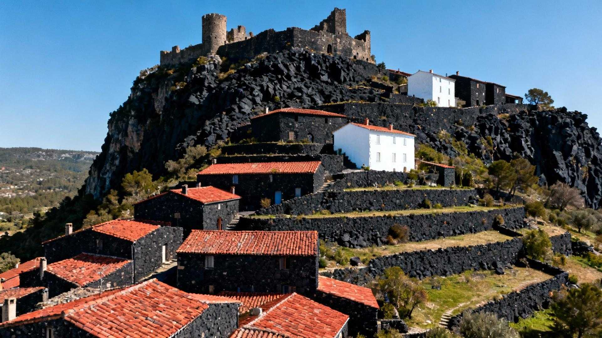 Ce village de 2 406 habitants cache 3 hameaux sur du basalte vieux de 6,5 millions d’années à 13 km de Toulon