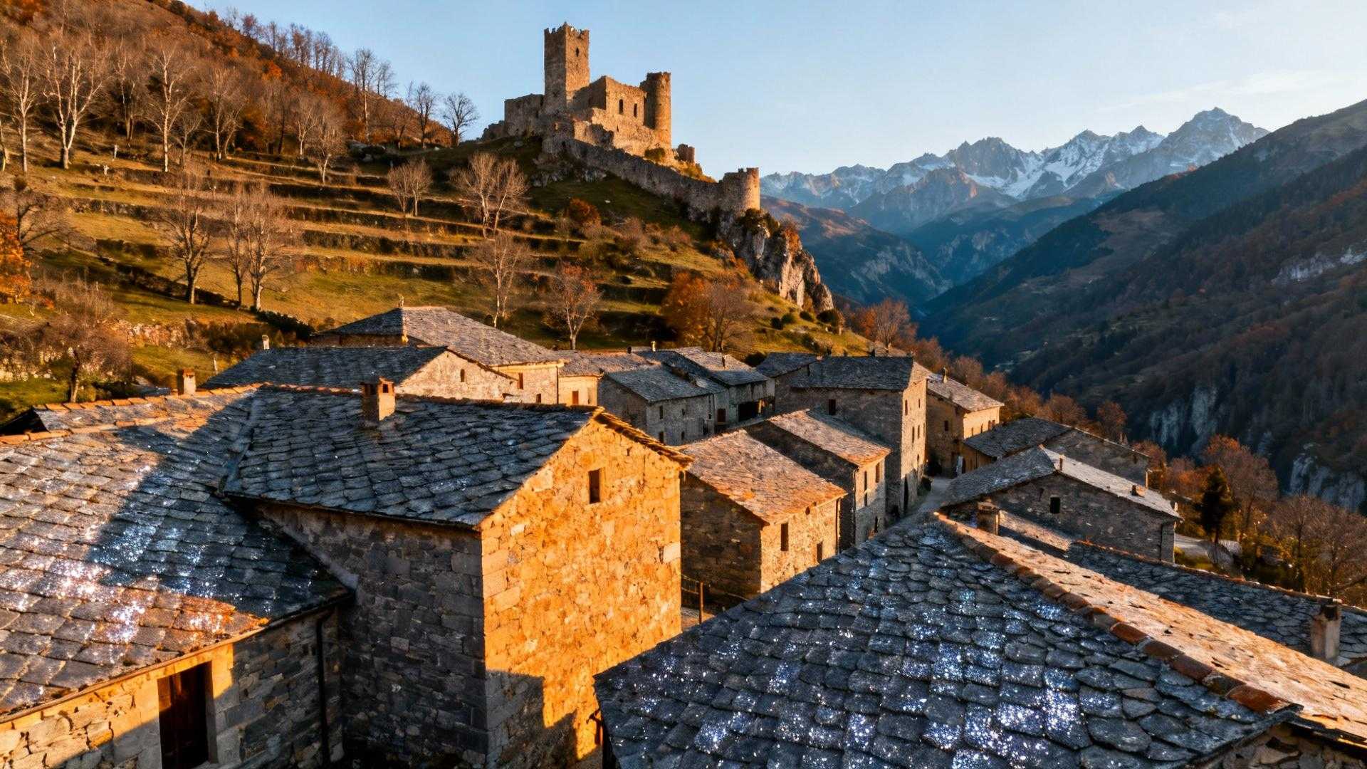 Voici Evol où la lumière d’automne éclaire les toits d’ardoise 47 minutes par jour