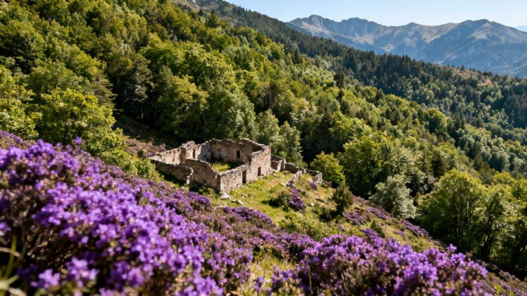 Dans cette forêt du Vallespir, les abeilles butinent la bruyère sauvage jusqu'en novembre