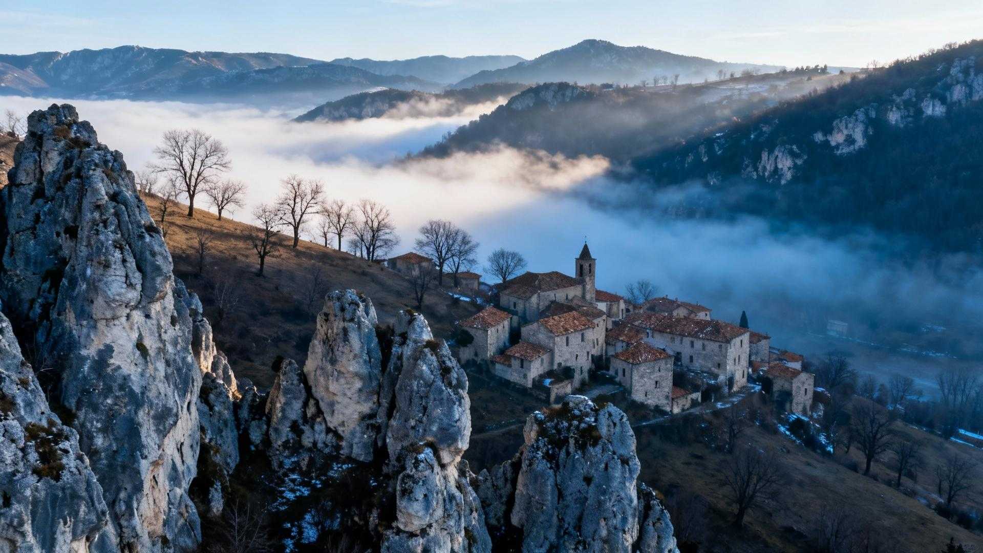 Ce brouillard de 400 millions d’années remonte du karst 3 nuits par hiver à Evol