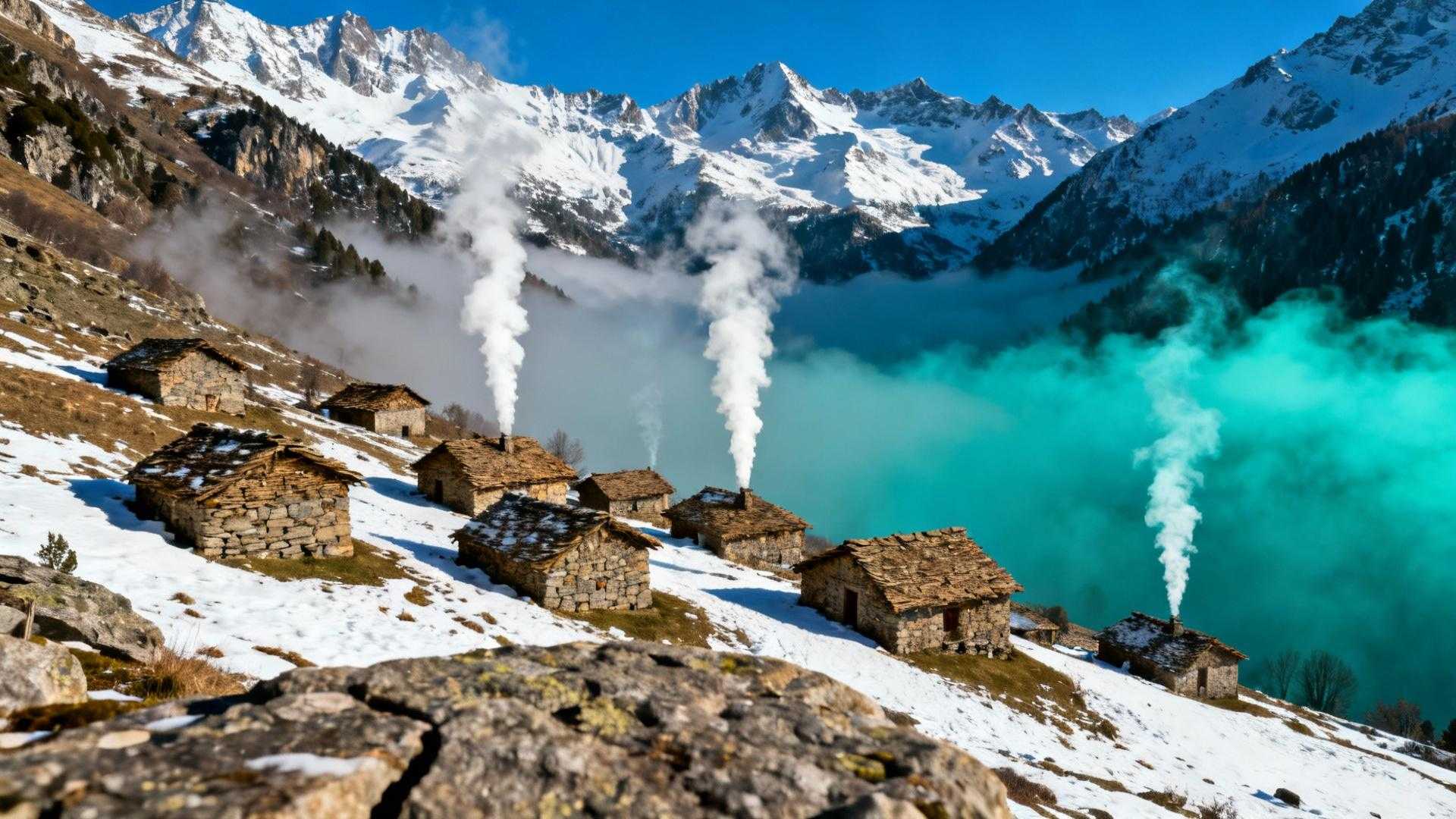 Dans ce vallon du Conflent, les bergeries capturent la brume qui monte du silence