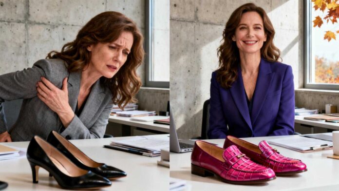 À 45 ans, elle a troqué ses talons contre ces mocassins à 95€ : 78% de douleurs en moins