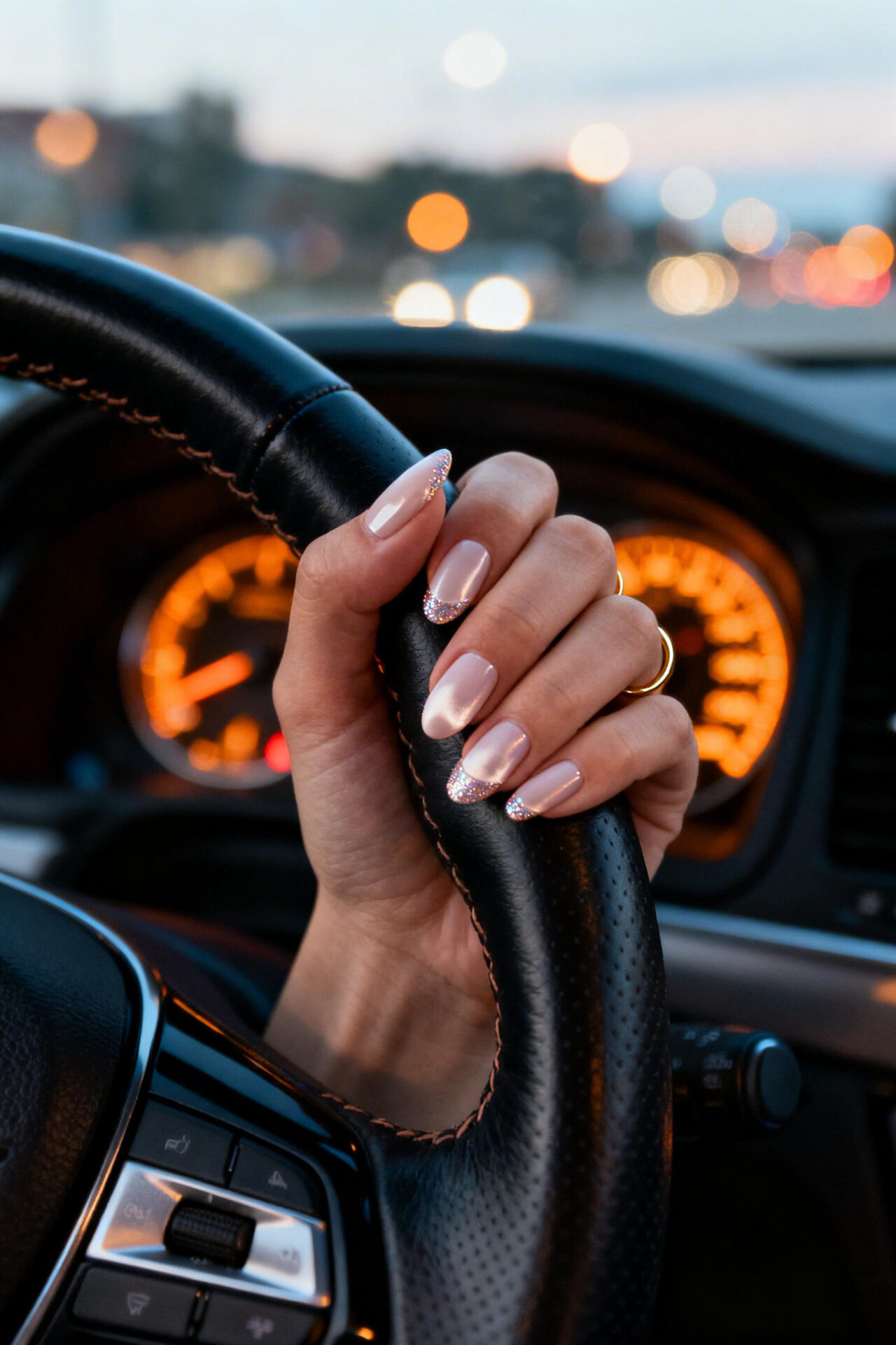 Pretty Almond Nails - ballet slipper satin