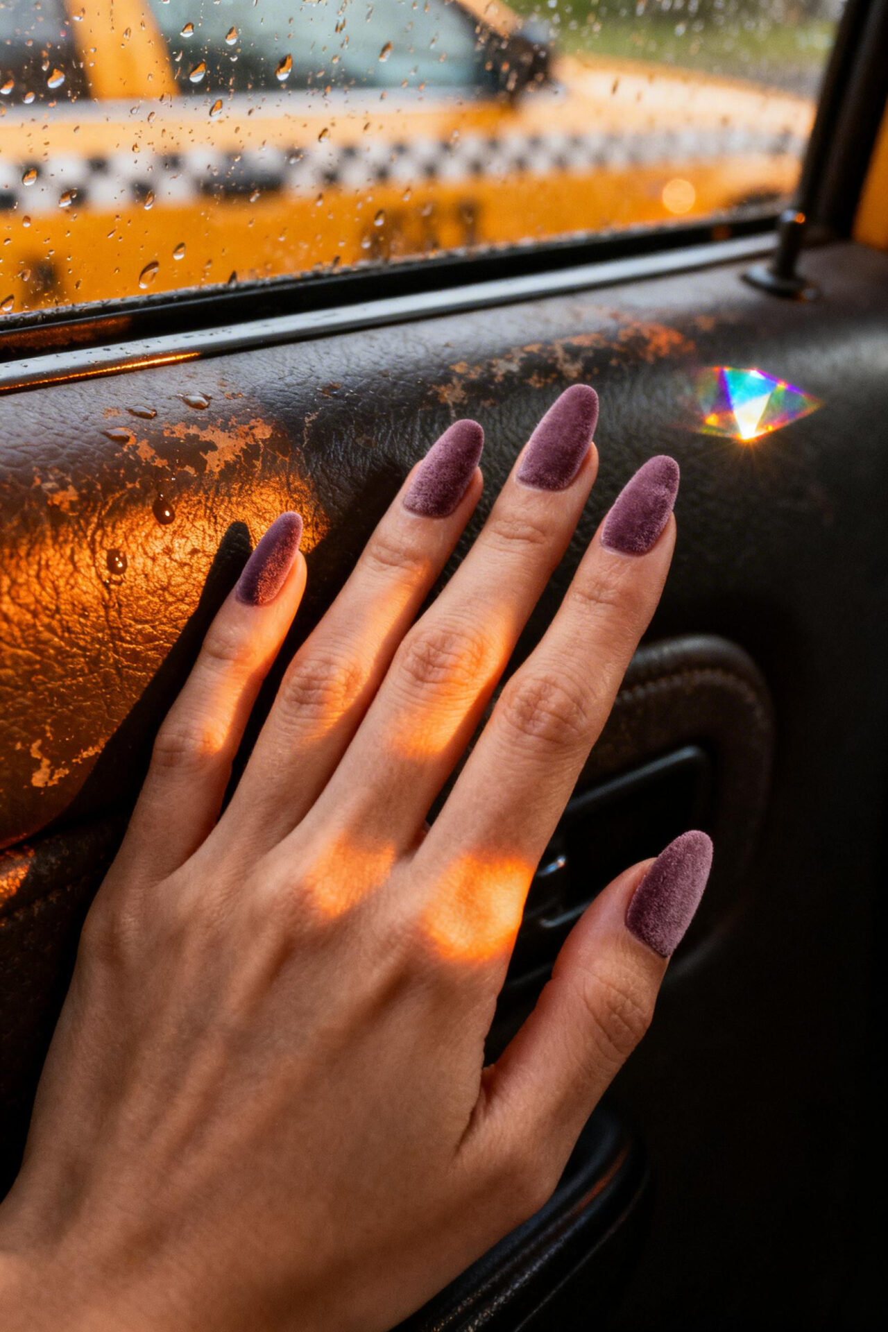 Natural Almond Nails - velvet textured