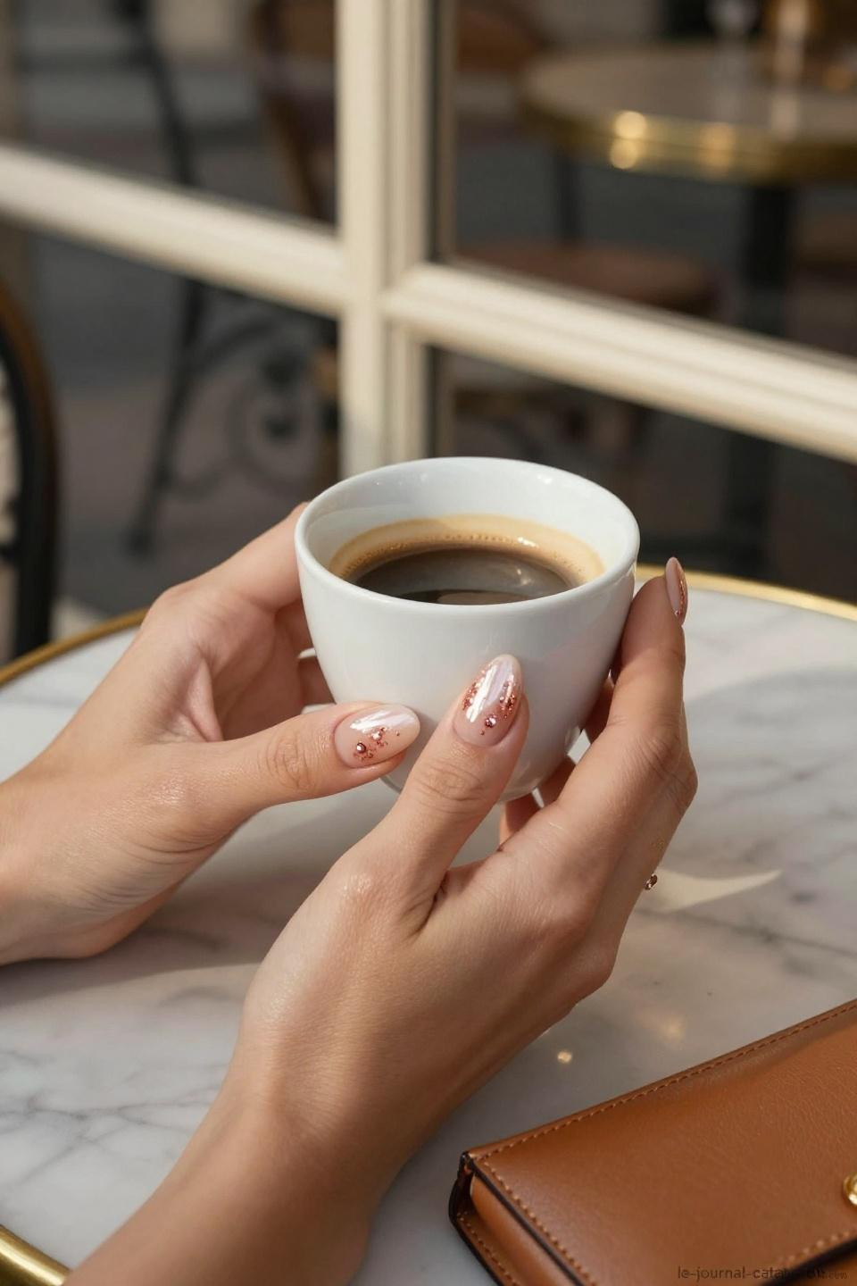 Almond Nails Trendy - rose gold pearl