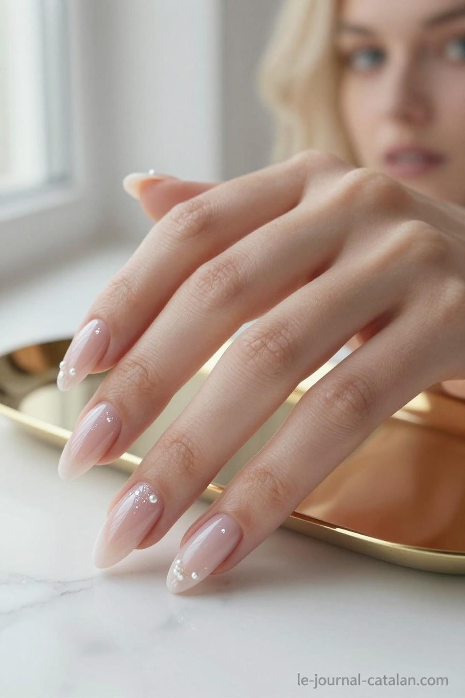 Almond Nails Trendy - champagne shimmer