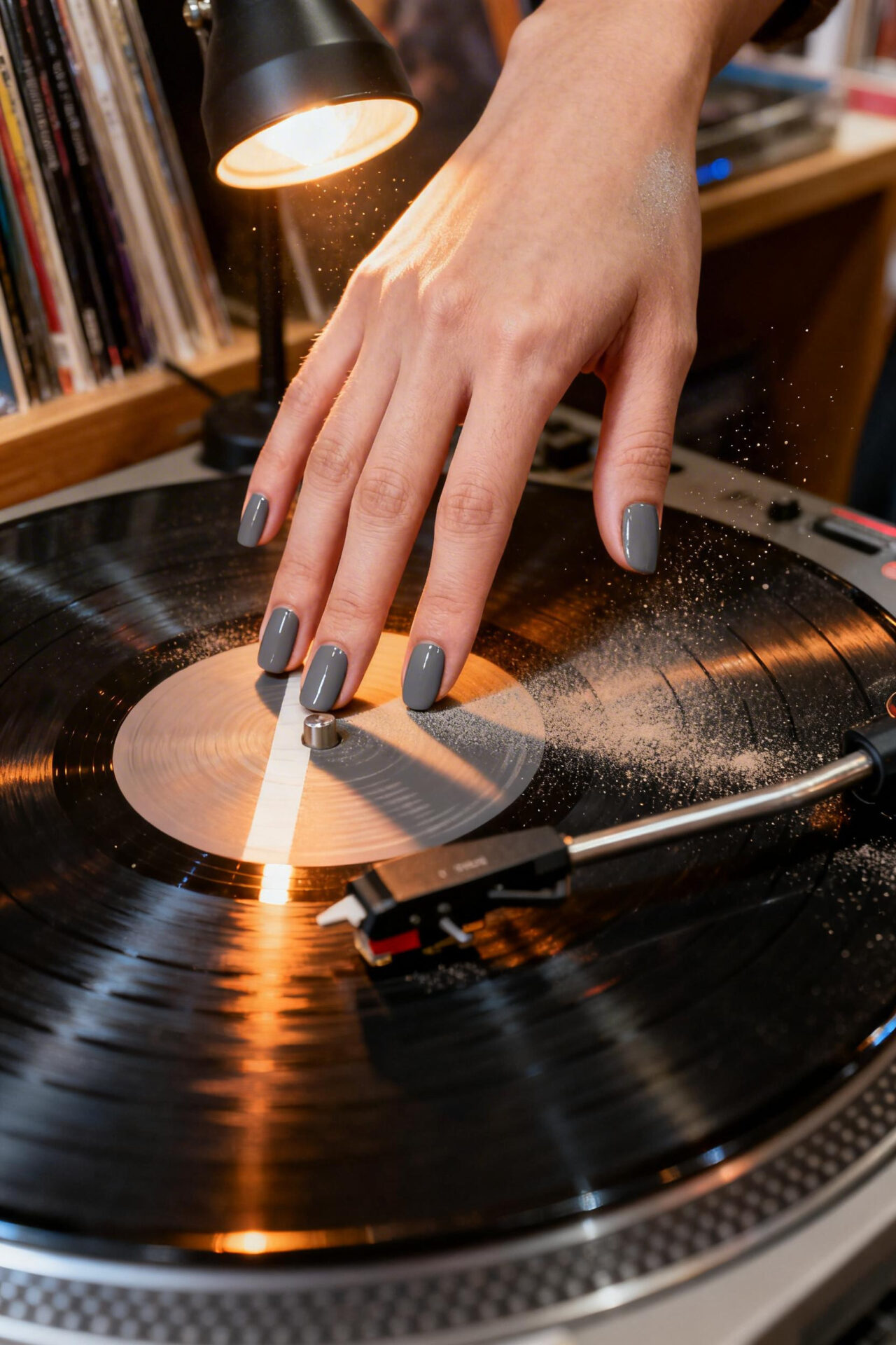 Black cat eye nails - charcoal matte squoval