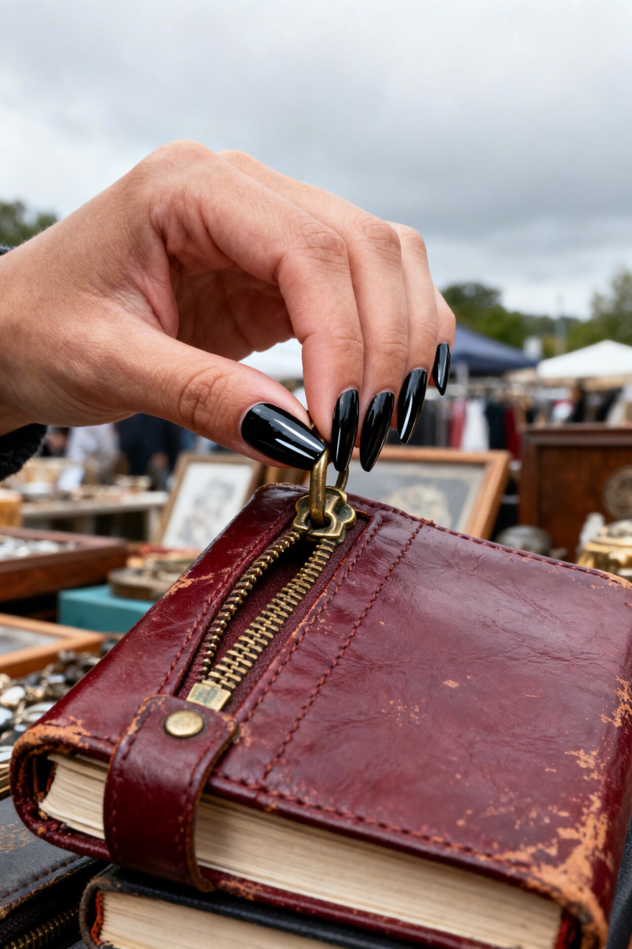 Black cat eye nails - matte coffin