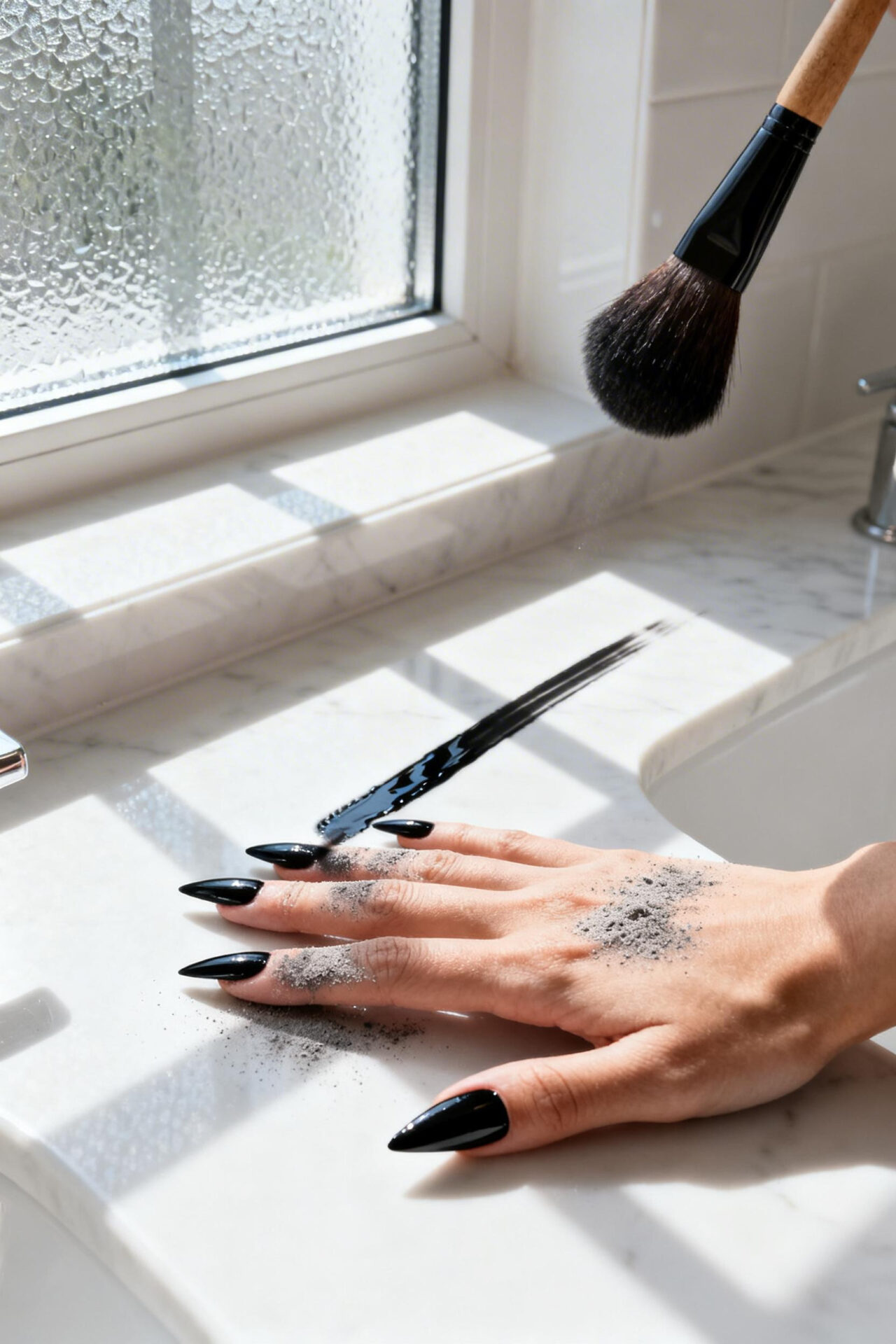 Black cat eye nails - magnetic application