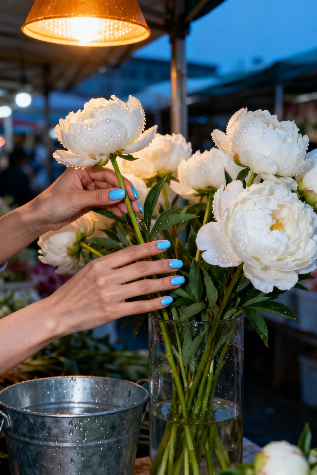 Baby blue oval nails
