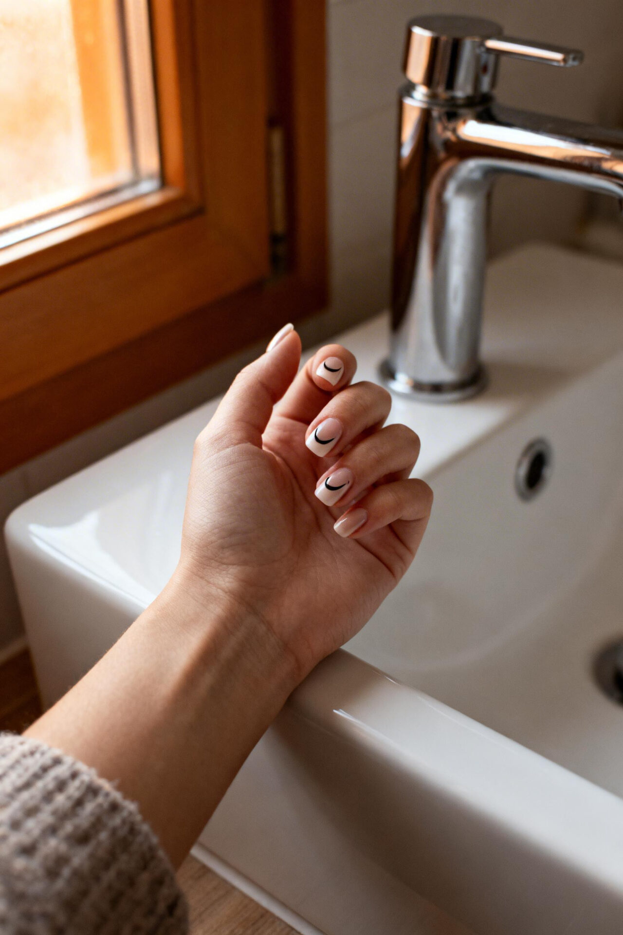 Brown cat eye nails - honey short round