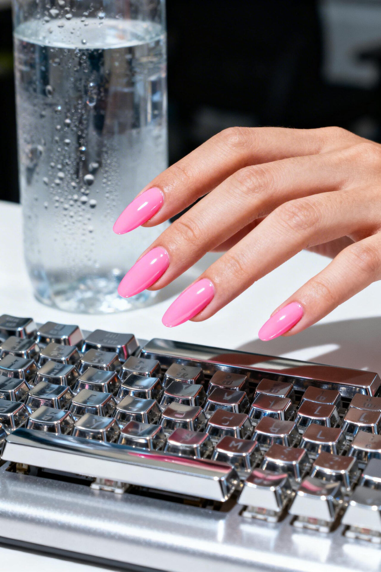 Almond Style Nails - bubblegum gloss