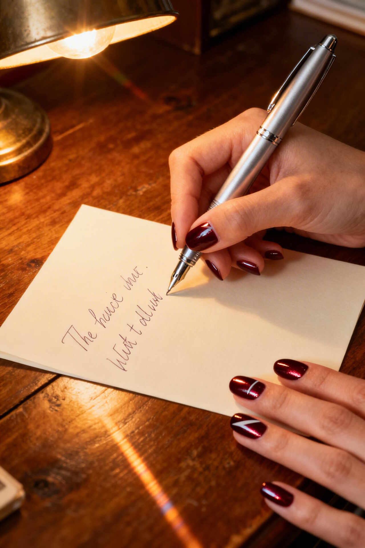 Simple Cat Eye Nails - burgundy wine short round
