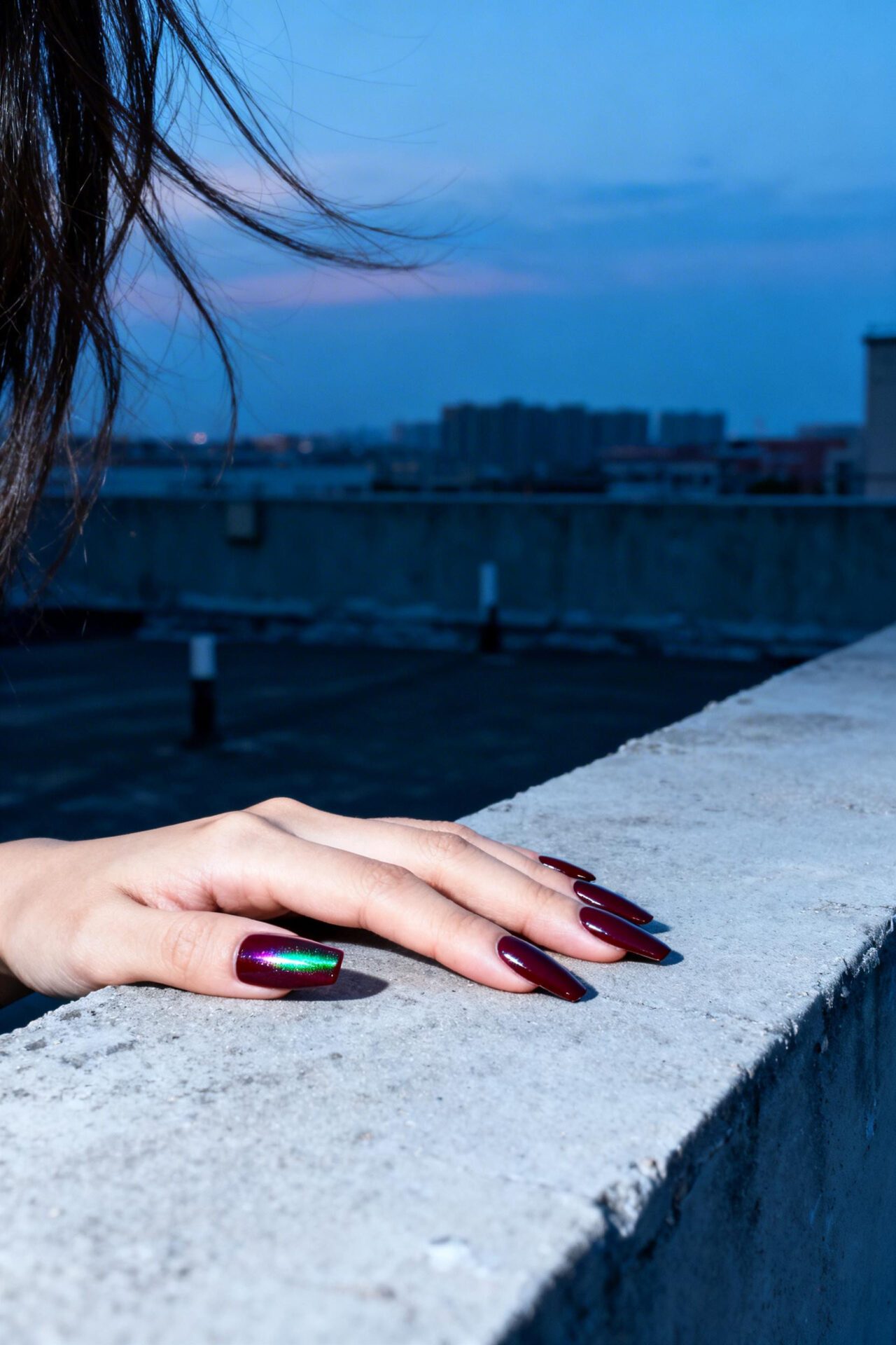 Spring Cat Eye Nails - burgundy matte coffin