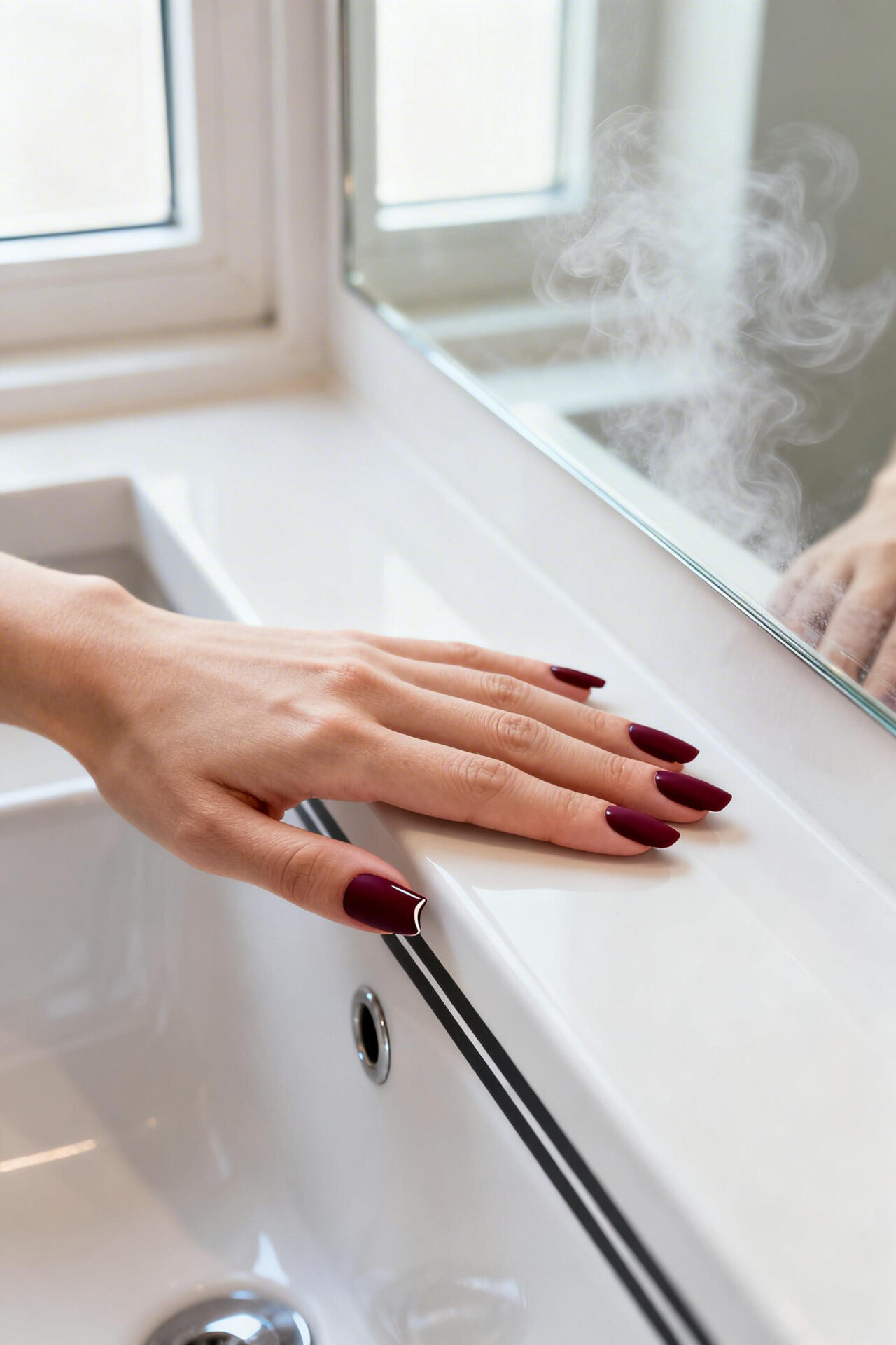 Burgundy Nail Designs - matte squoval