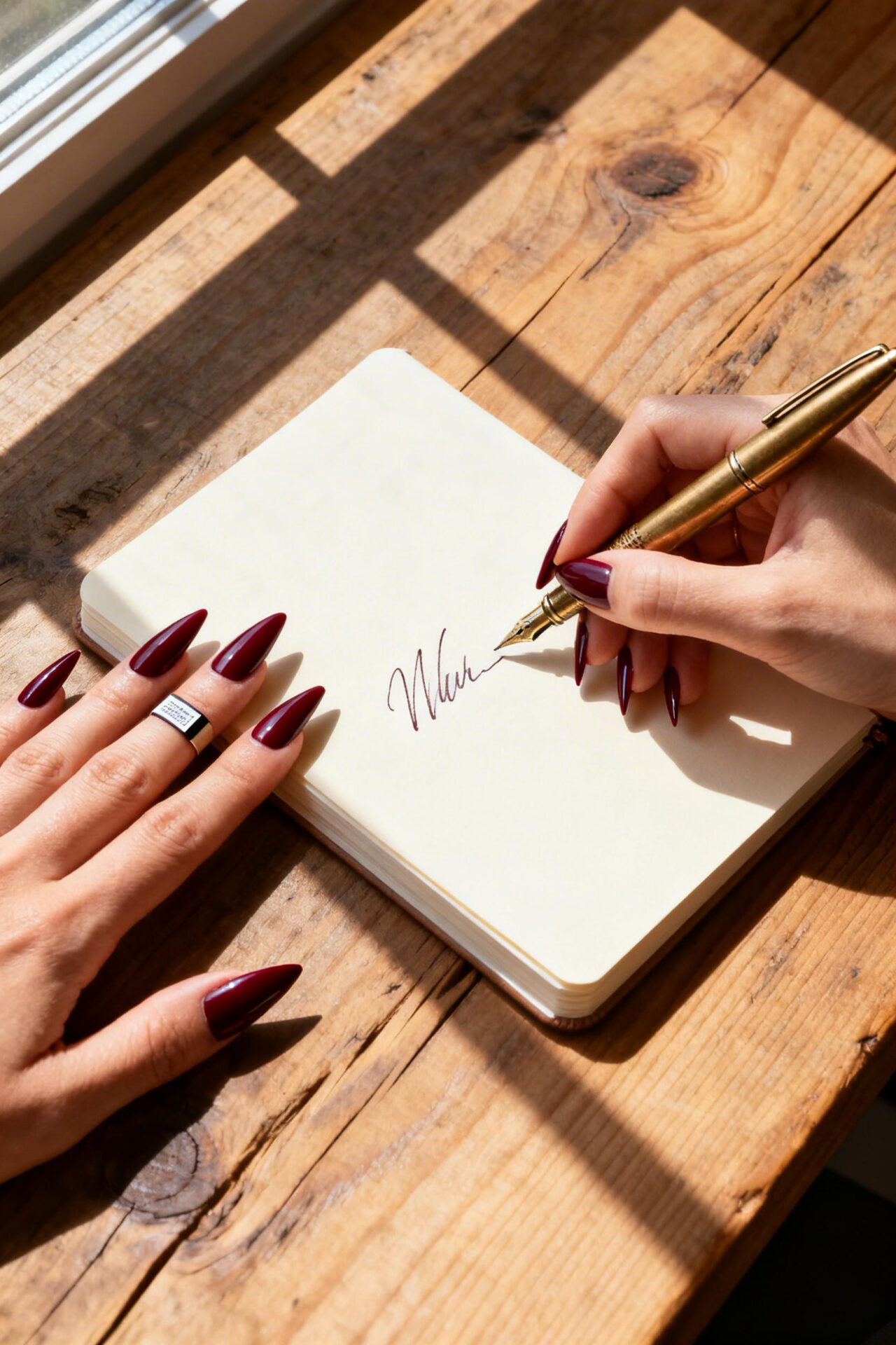 Cherry Red Cat Eye Nails - stiletto matte