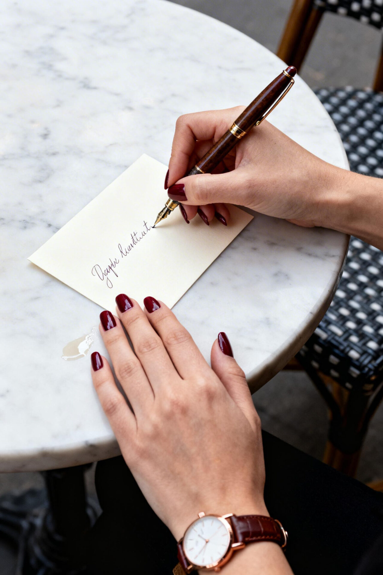 burgundy matte almond nails