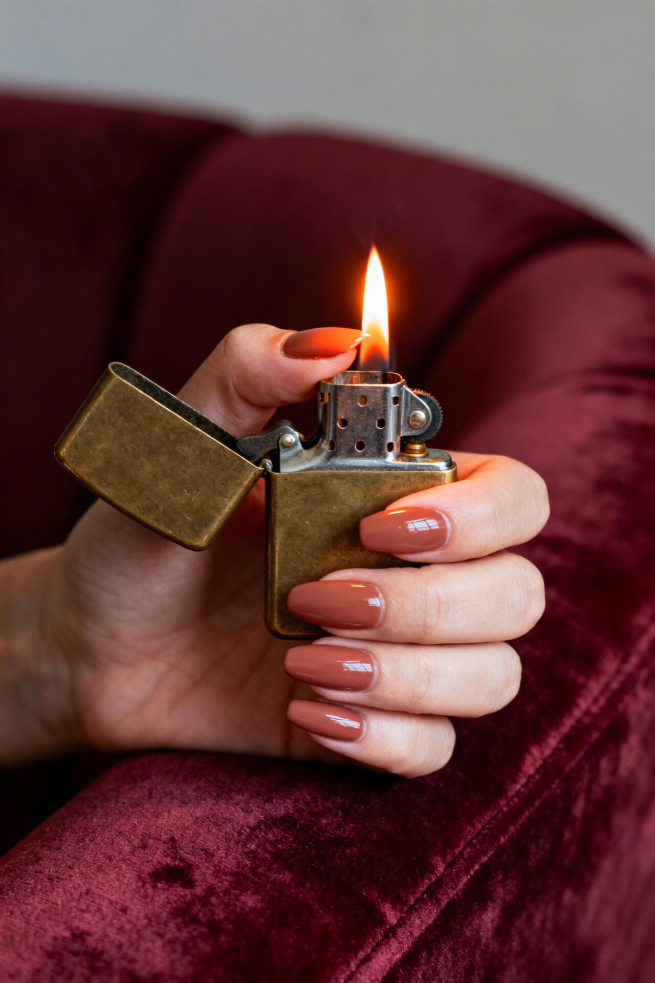 Simple Almond Nails - caramel matte