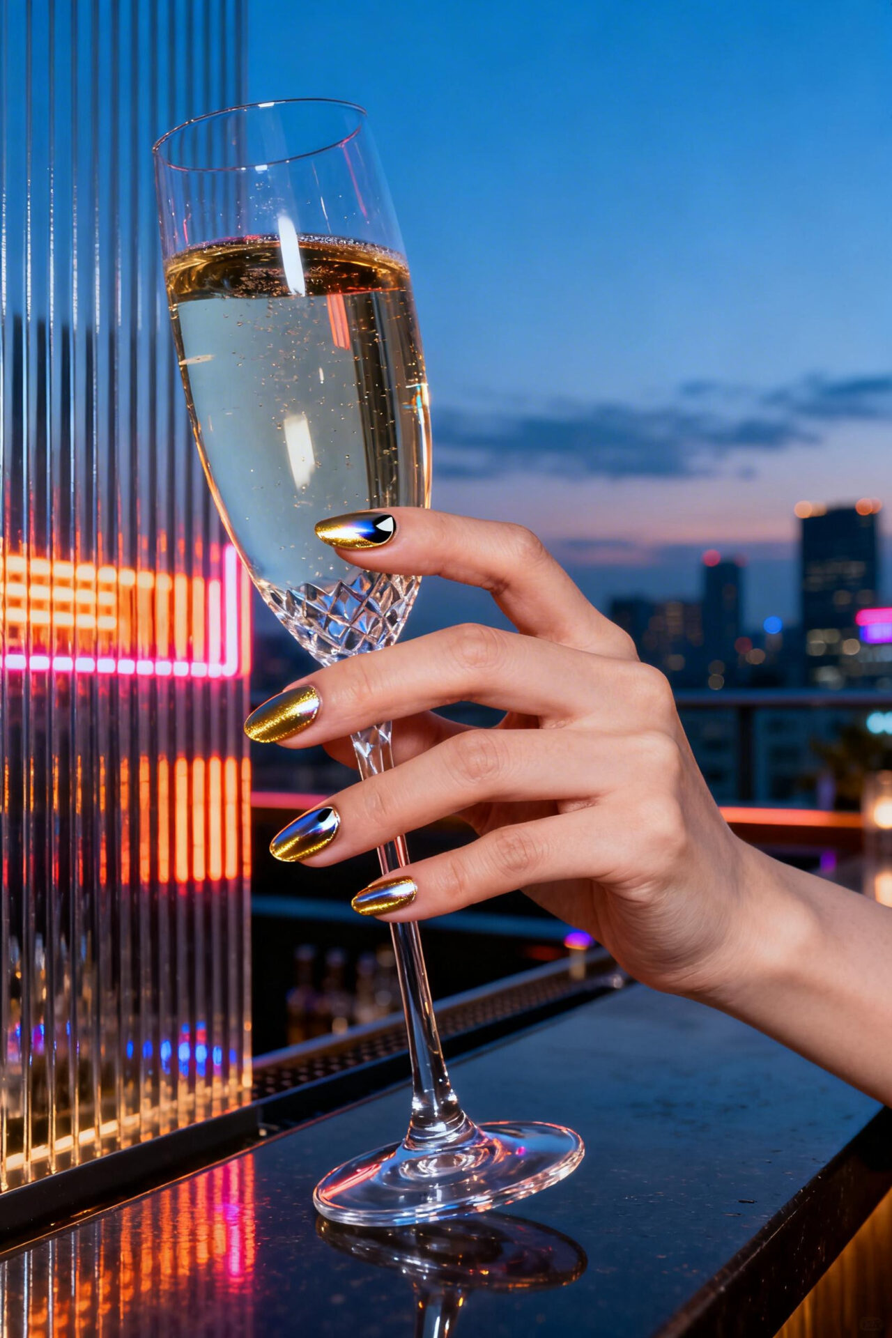 Cat Eye French Tip champagne gold