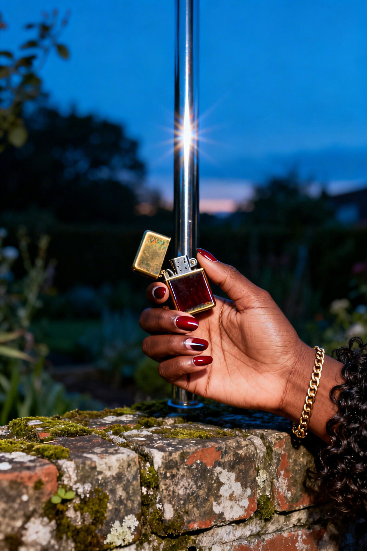 Spring Cat Eye Nails - cherry cola short round