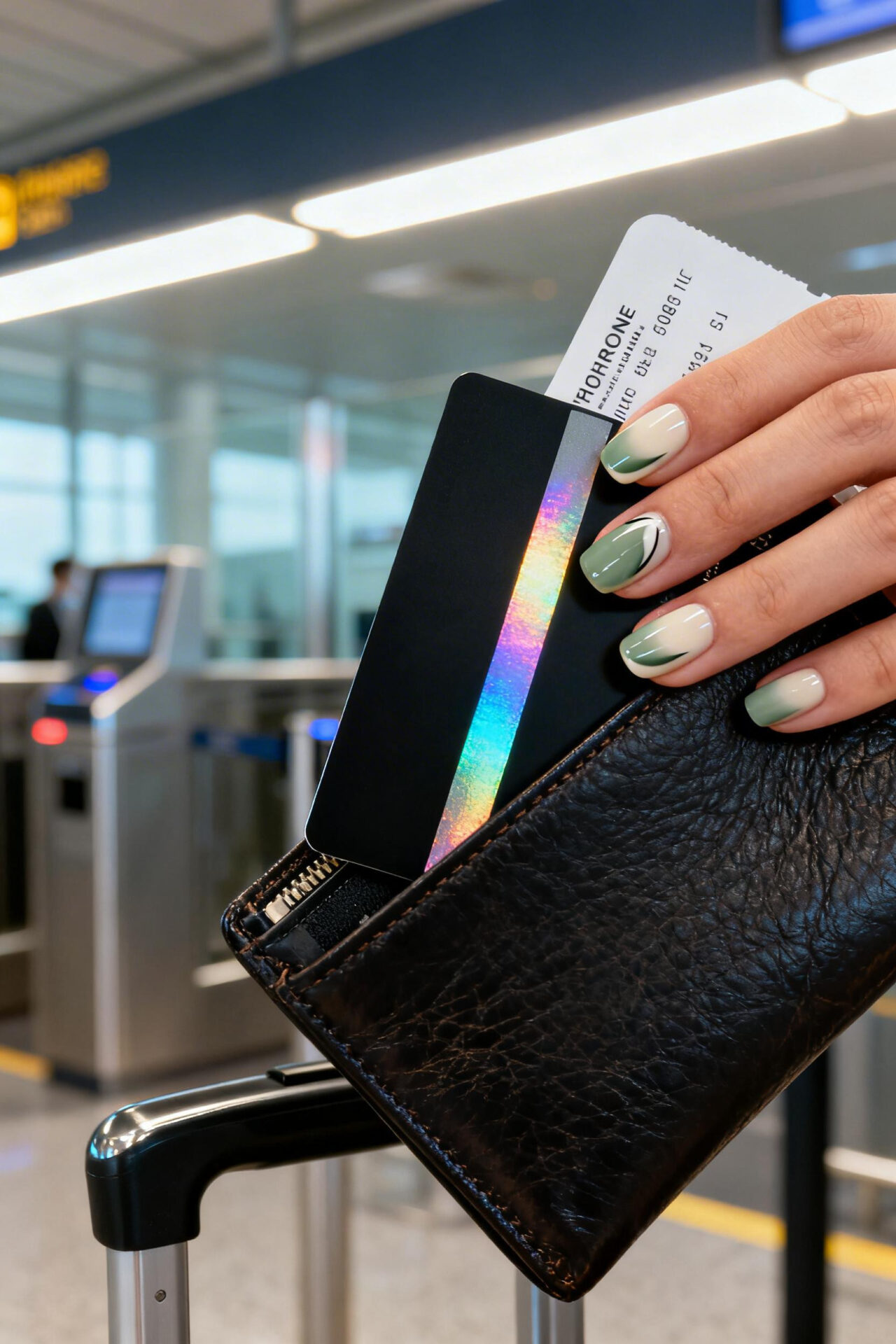 Cat Eye Nails cream sage ombre squoval