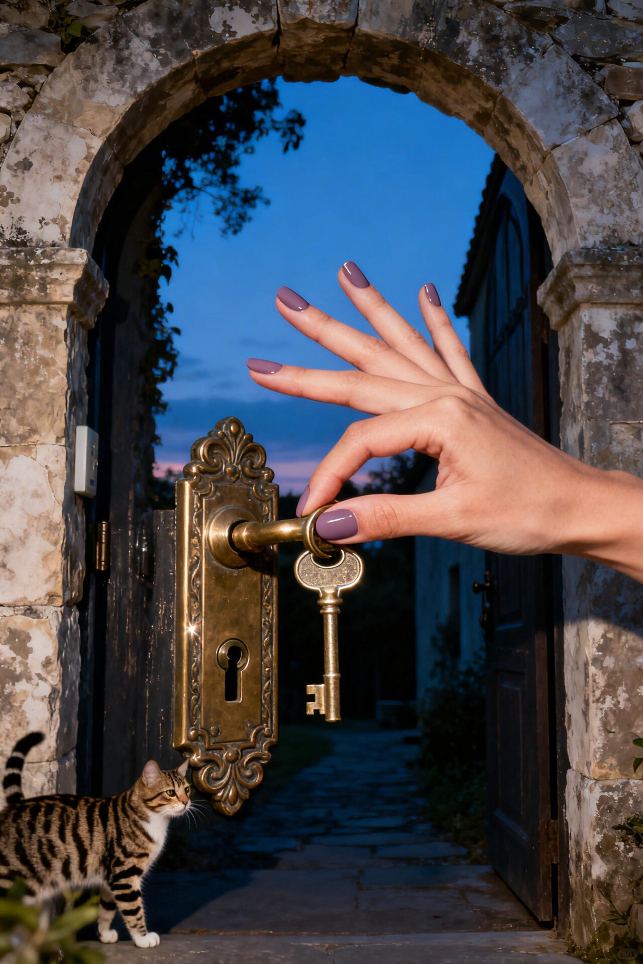 Cat Eye French Tip Nails - dusty mauve