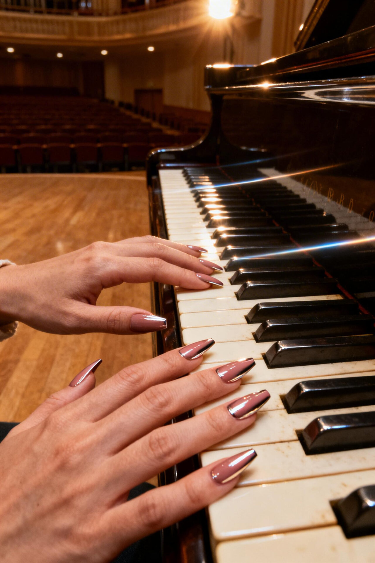Cute Cat Eye Nails - dusty rose coffin chrome