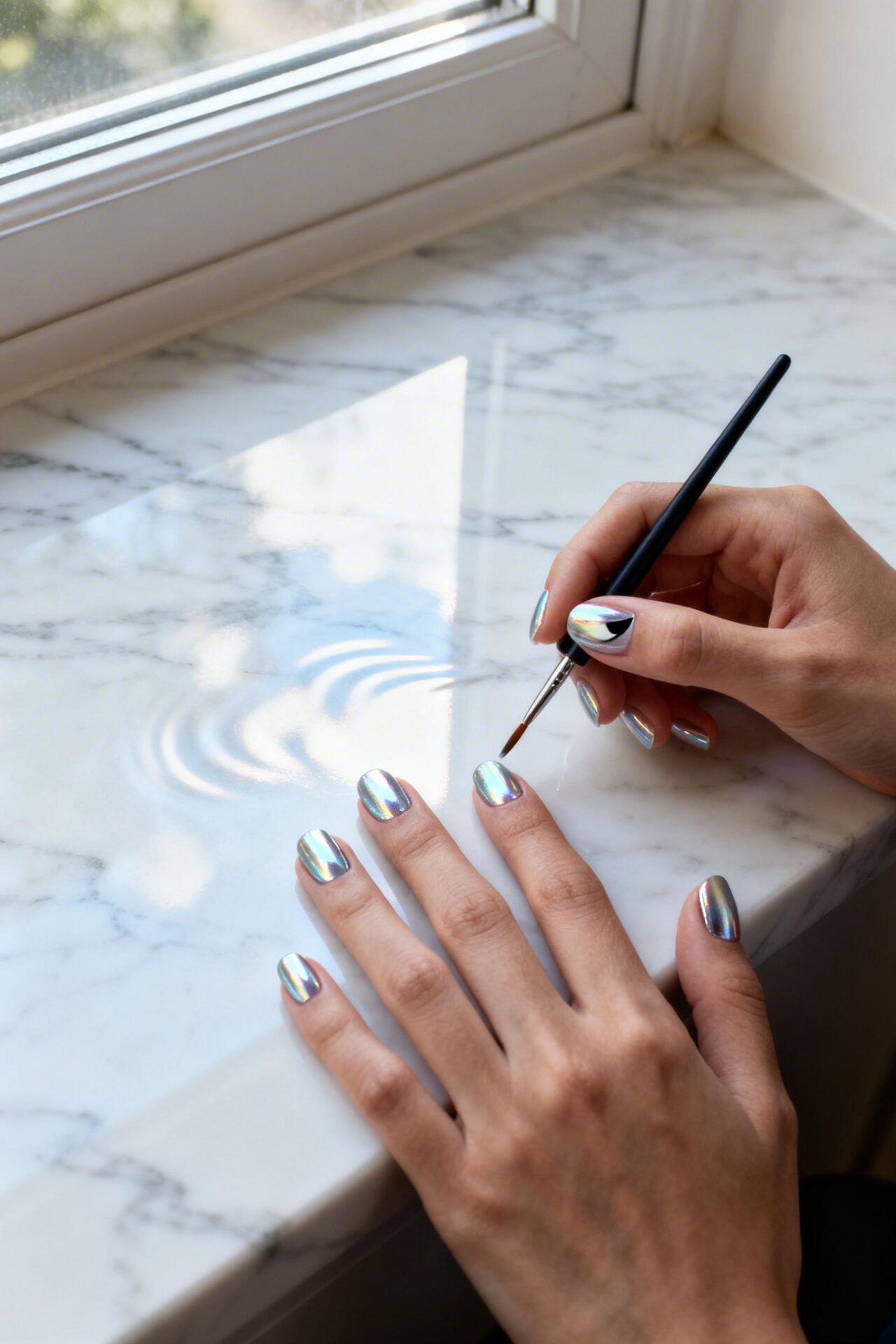 Cat Eye Nails - ice chrome short round