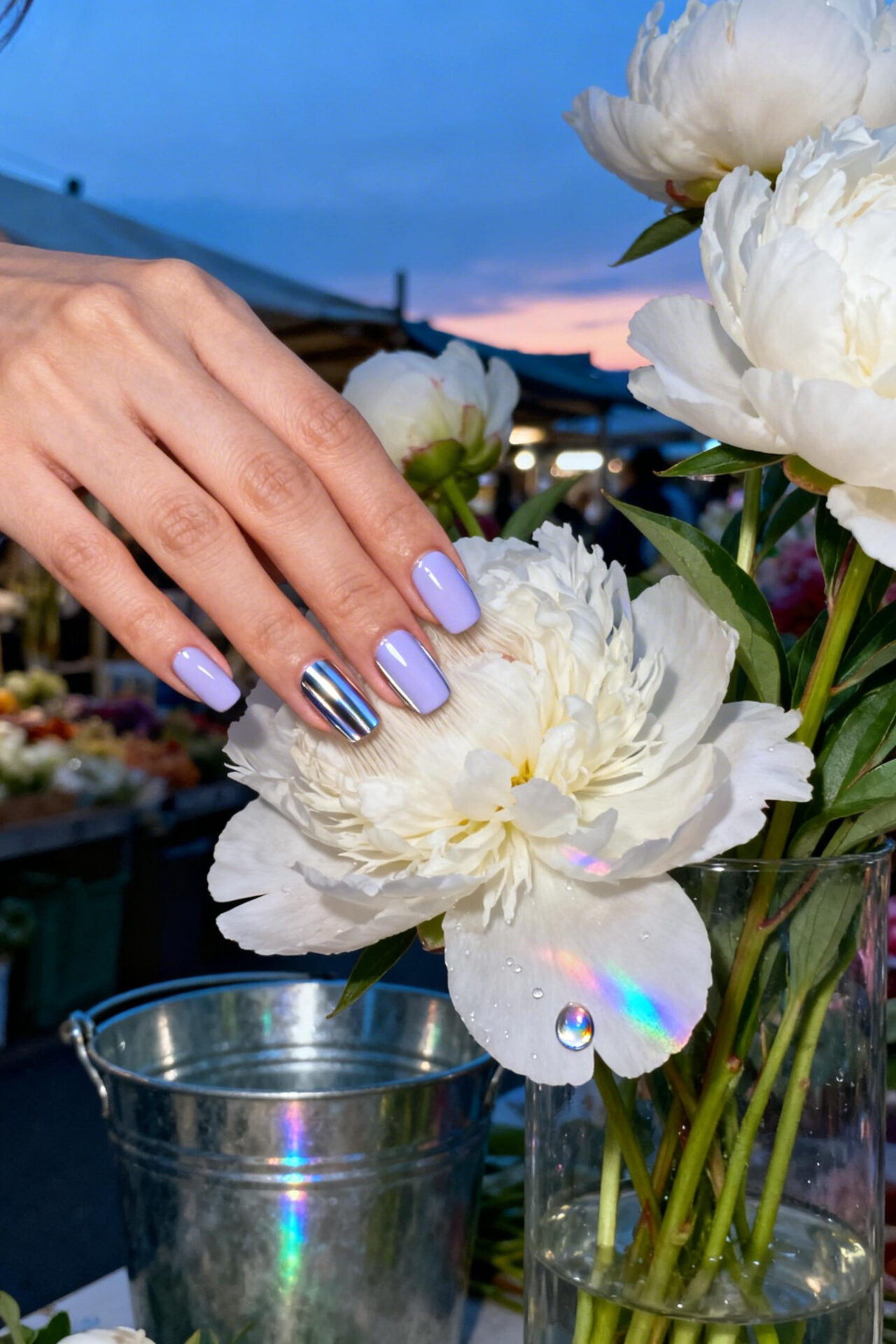 Cat Eye Nails - lavender magnetic squoval