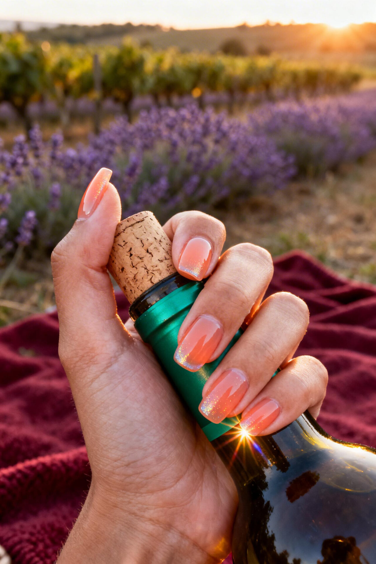 Cats Eye Nails Design Ideas - peachy coral magnetic