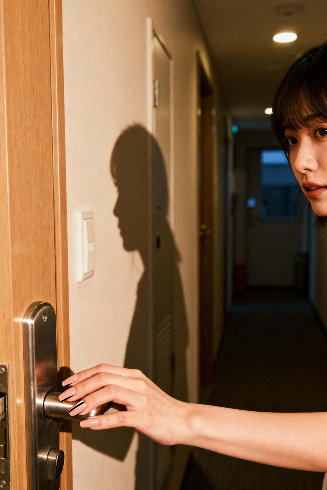 Cat Eye French Tip Nails - peachy beige