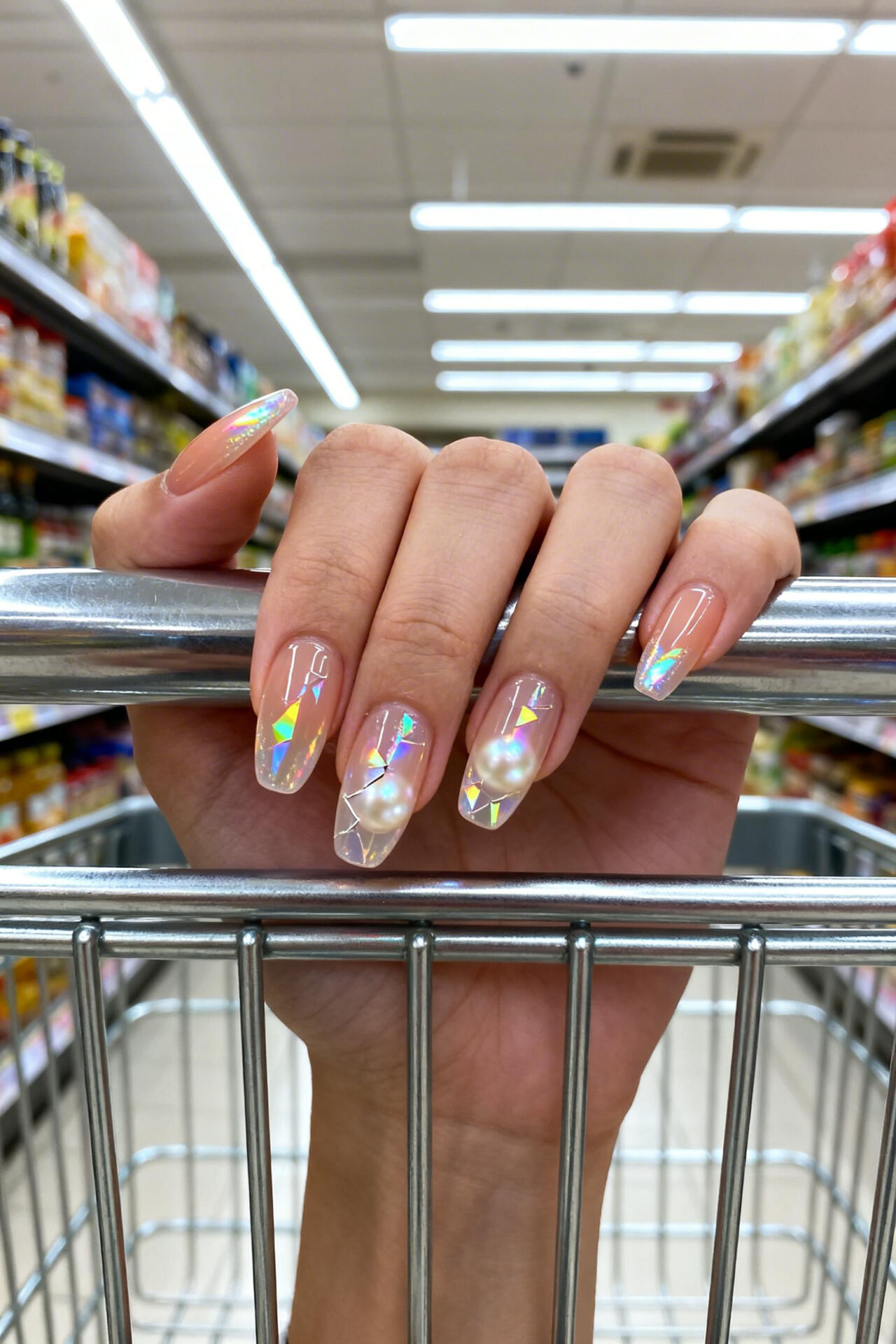 Cat Eye Gel Nail Designs - peachy nude jelly