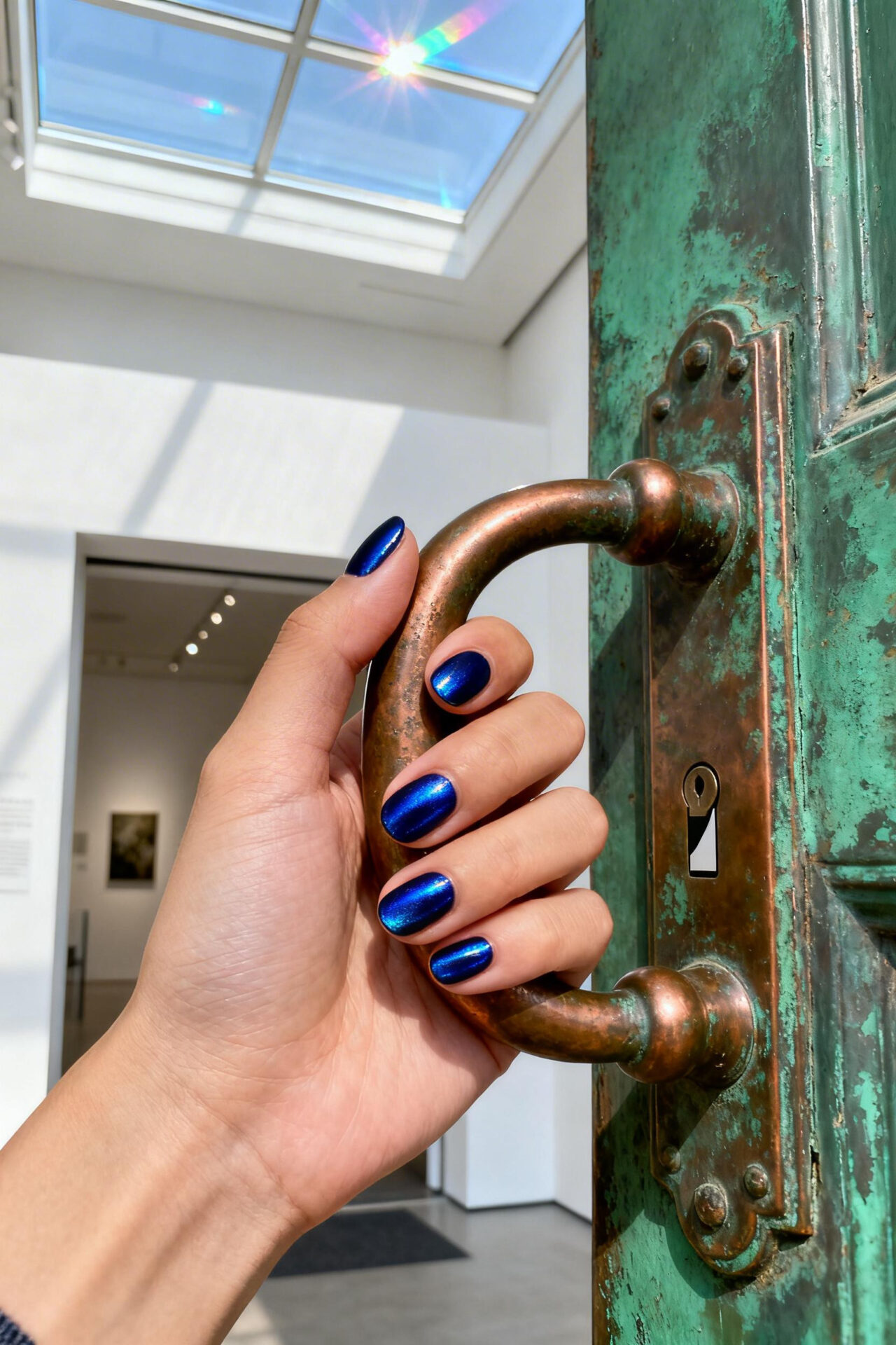Cat Eye Nails - sapphire chrome elegant