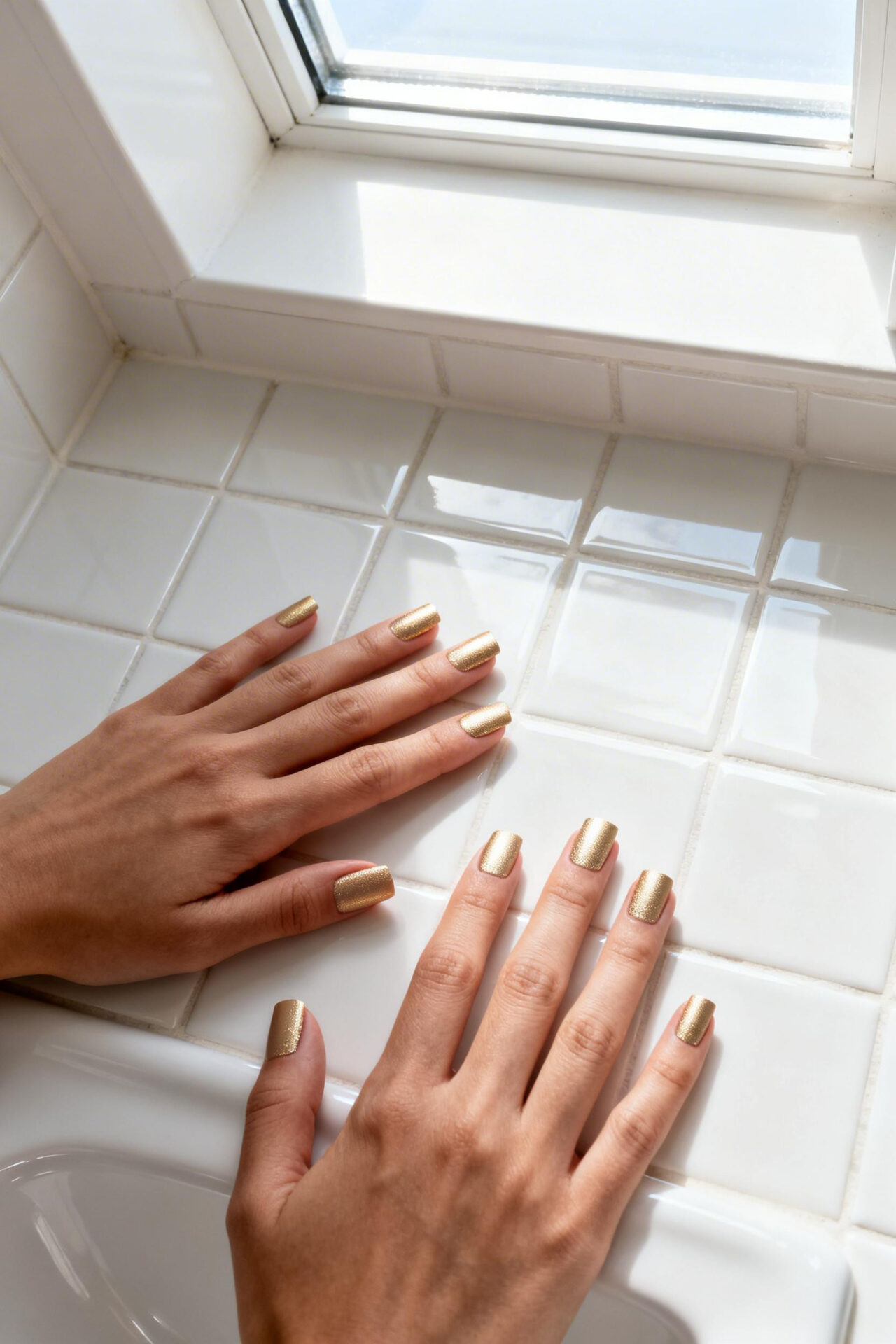Square Nails Ideas - champagne gold matte