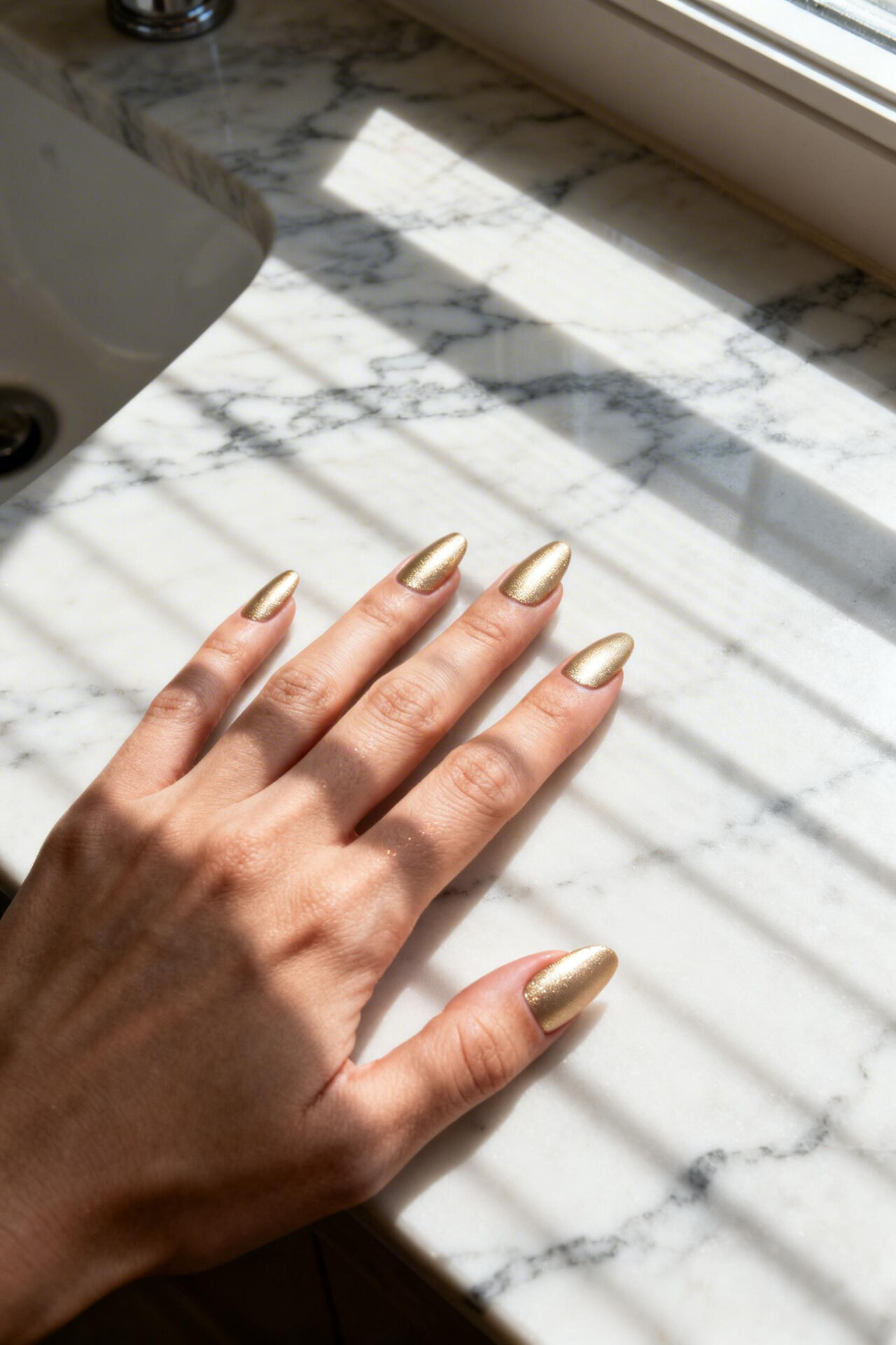 Classy Nude Nails - champagne satin