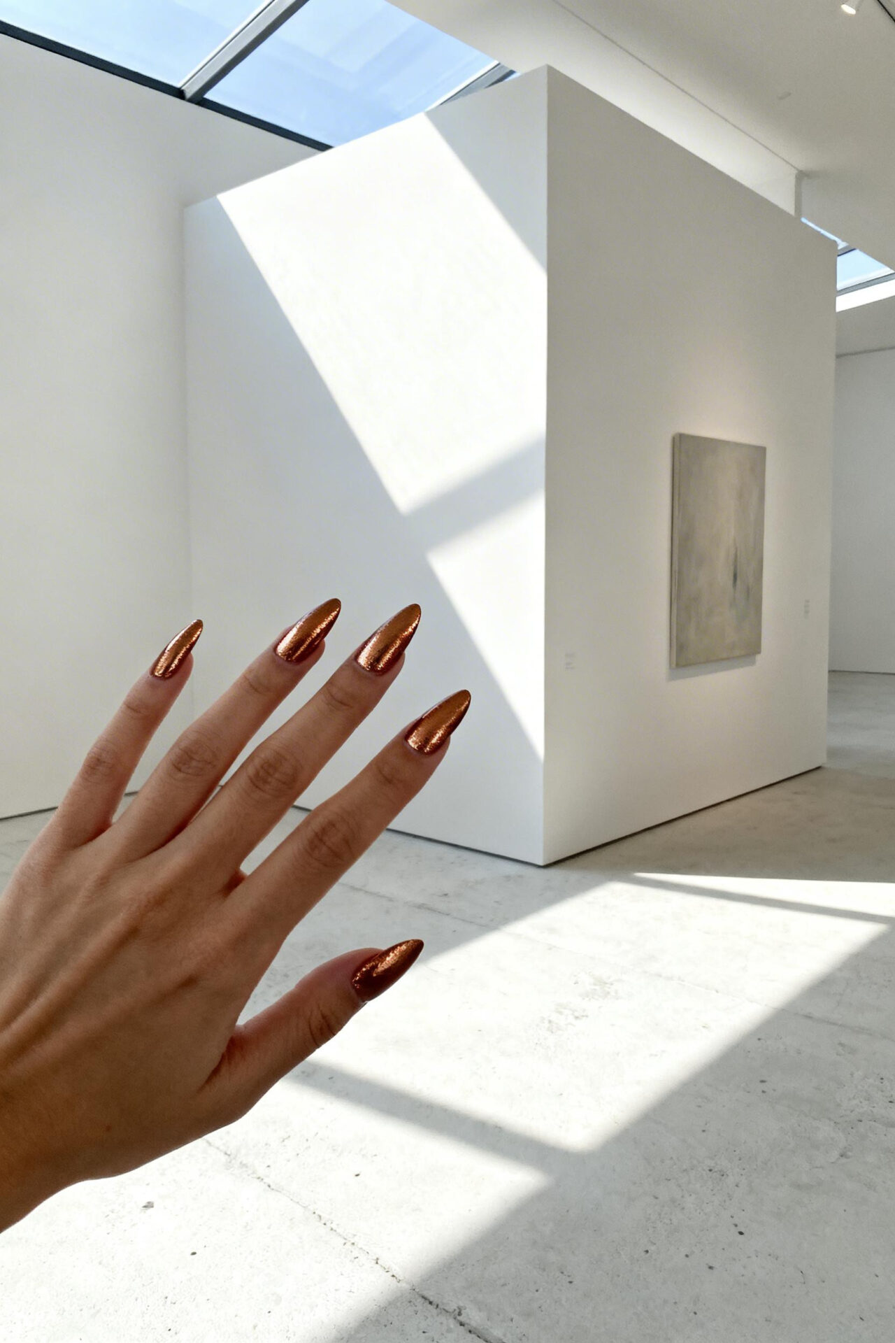 Classy Nude Nails - copper metallic