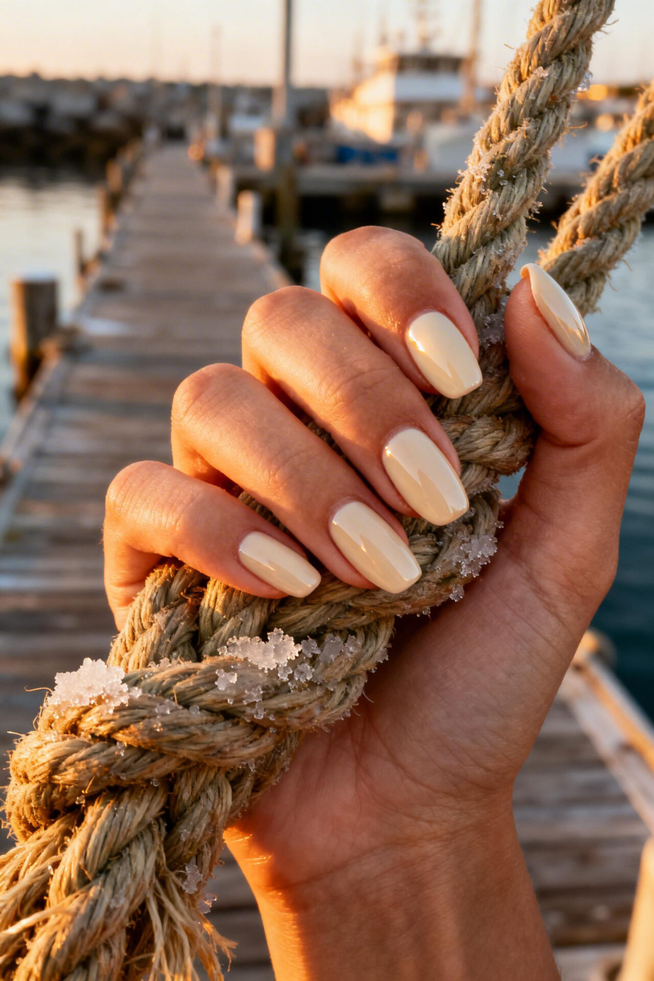 Trending Almond Nails - cream gloss